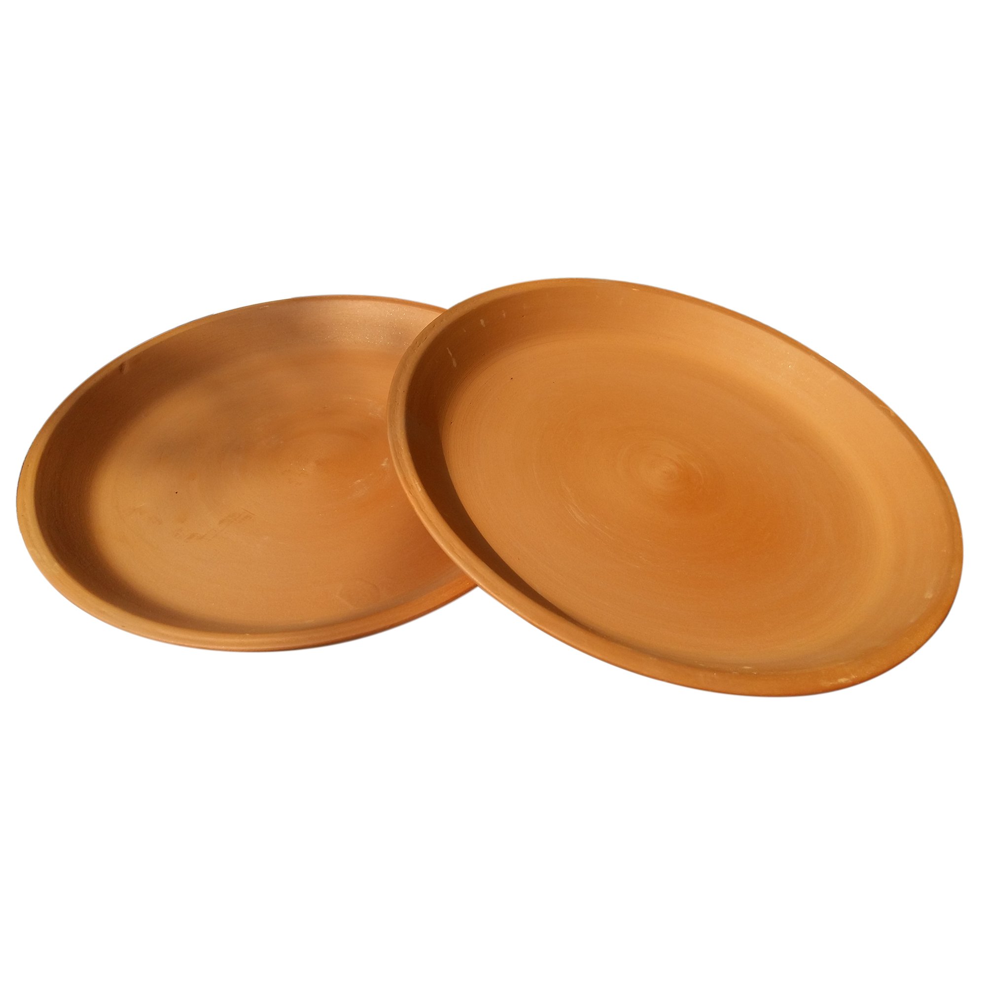 Mitti Matti Handcrafted Clay Earthen Plates (Set of 3, Brown) 2