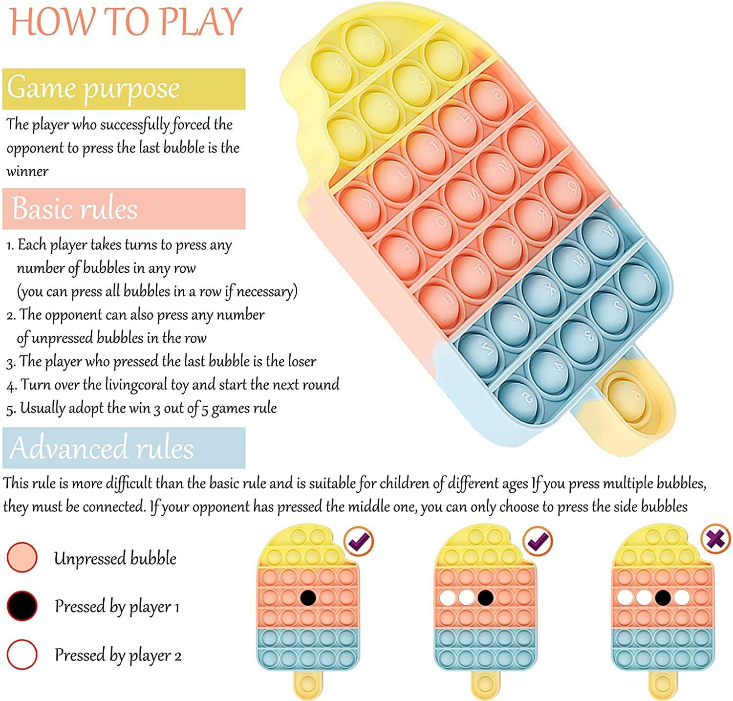 pop it Fidget Toys, pop it Fidget Toy Set | pop its Fidget Toys, Fidget Toys pop it Rainbow, pop it Toy, | poppit Fidget Toy, Rainbow pop it, Push pop Bubble Fidget Toy (Rainbow ice Cram) 5