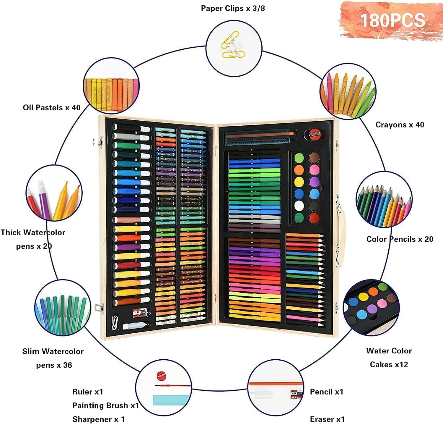 VENEXA 180PCS Oil Colored Pencils Set Sketch Soft Core Professional Art Supplies for Adults Artist Drawing Coloring with Portable Case 6