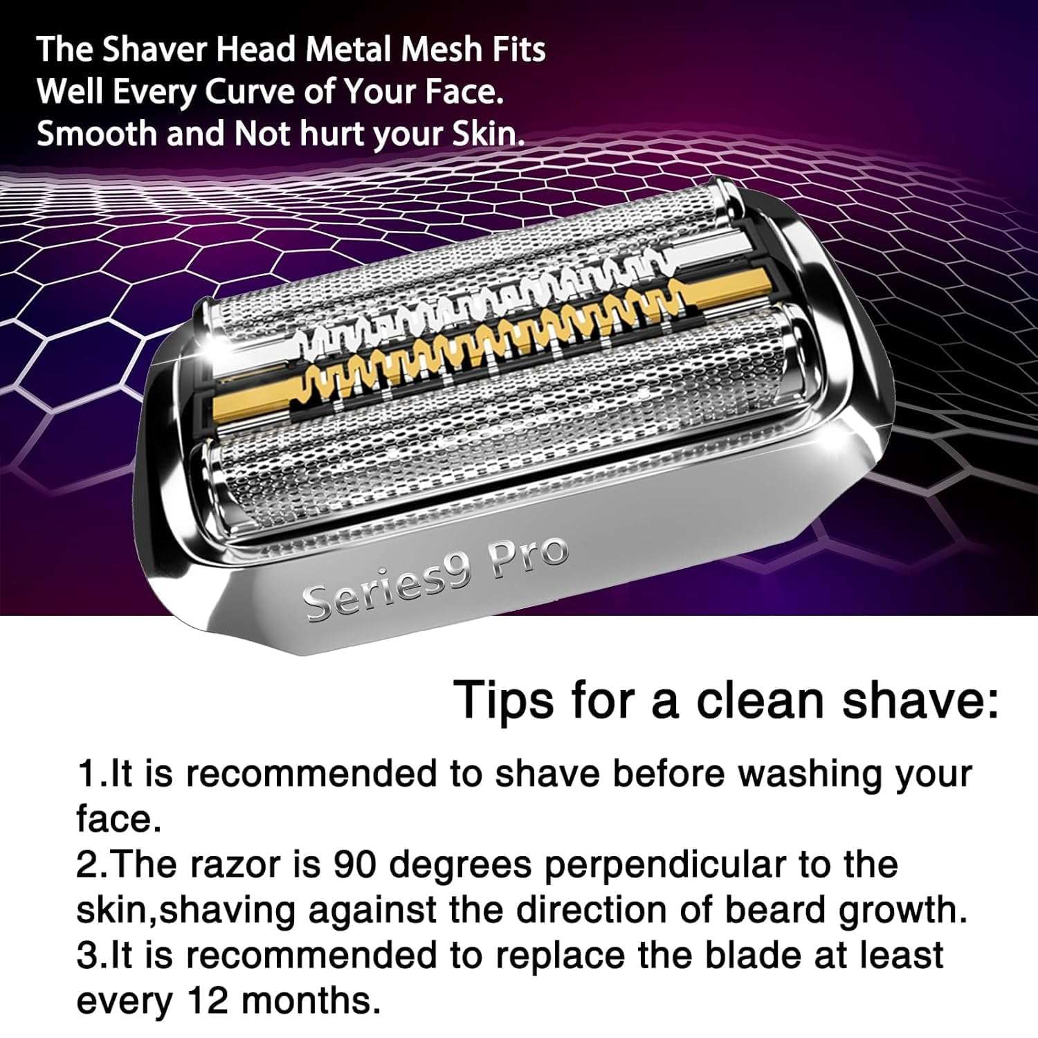 Series 9 94M Electric Shaver Replacement Head Compatible with Braun Series 9 Pro Replacement Heads,94M Foil Blades for All S9 and 9 Pro Shavers 9290cc, 9291cc, 9370cc, 9293s, 9385cc, 9390cc, 9330s 6