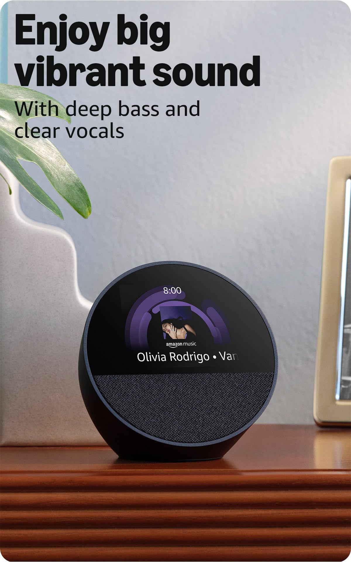 Like-New Amazon Echo Spot (newest model), Great for nightstands, offices and kitchens, Smart alarm clock with Alexa, Black 4