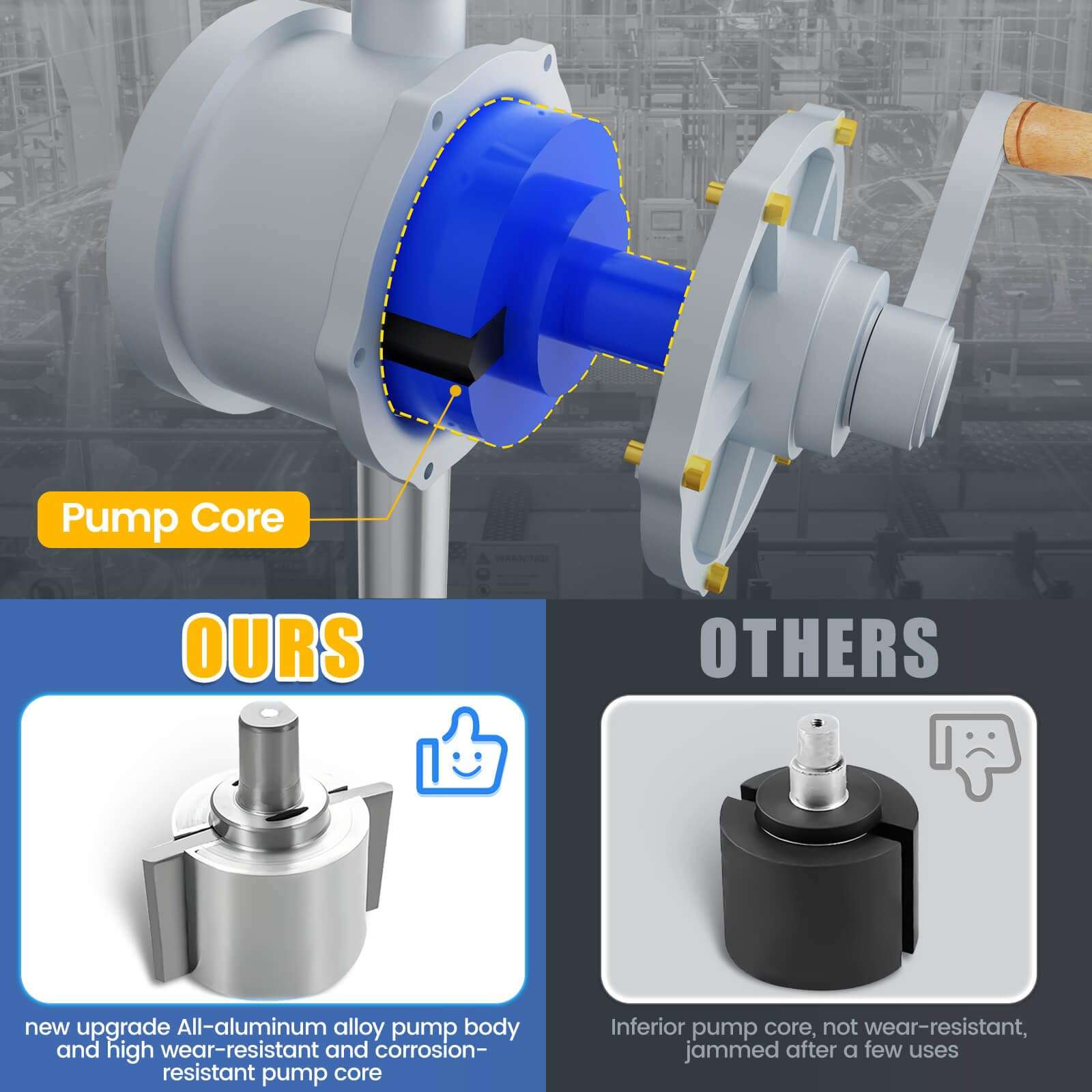 TALFIT Aluminum 55 Gallon Drum Pump, Precision Engineered for Optimal Fluid Transfer, Hand Fuel Pumps for Diesel, Hydraulic Fluid 5
