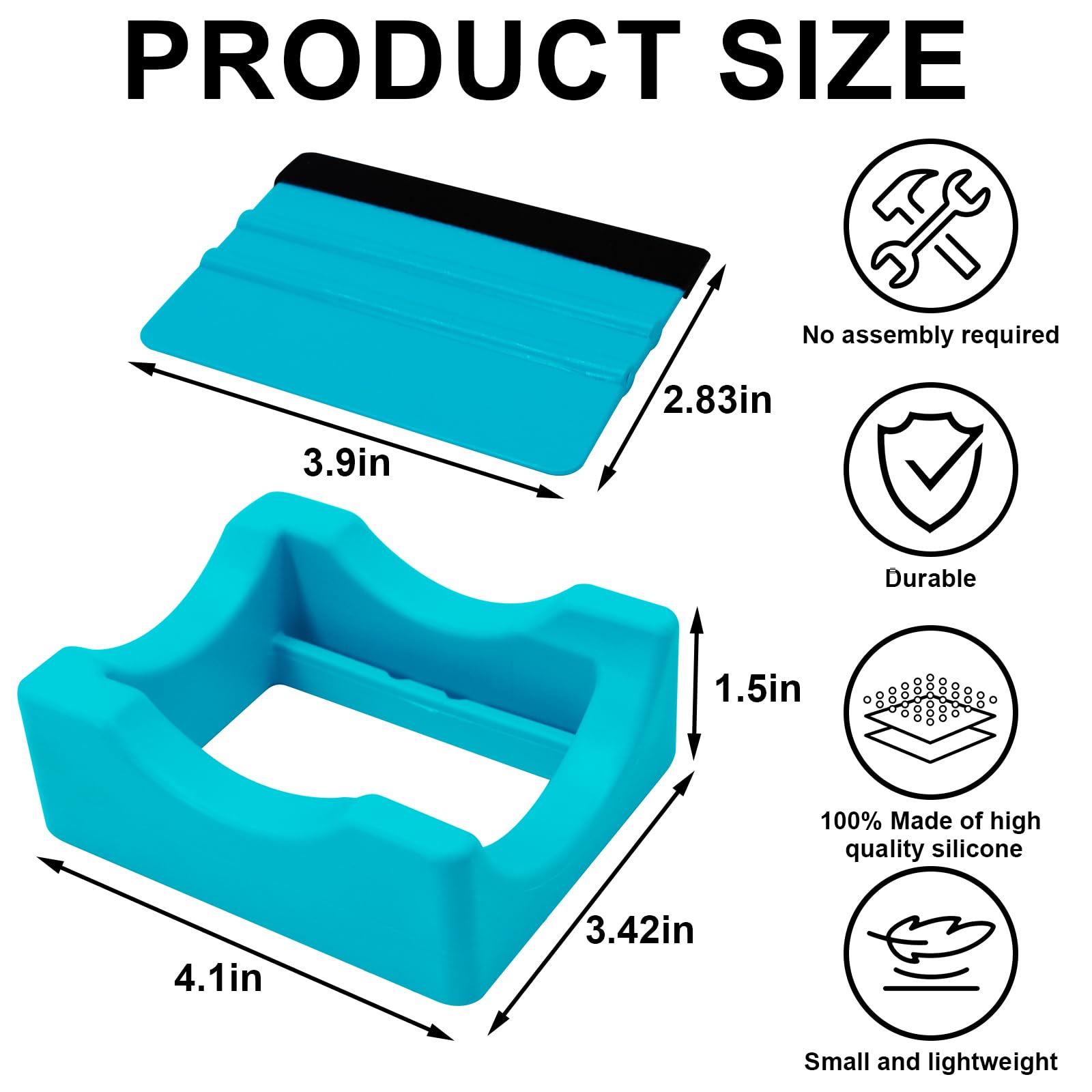 Silicone Cup Cradle Silicone Cup Cradle with Built-in Slot Anti-Skidding Tumbler Stand Cup Holder for Tumblers with Felt Squeegee Use to Apply UV DTF Stickers Vinyl Stickers for Tumblers (Blue) 3