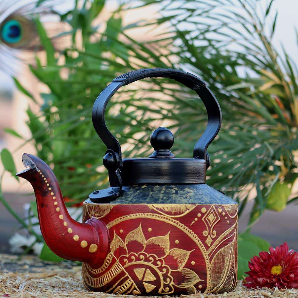 Artostic Aluminium Modern Interior Hand Painted Abstract Pattern Decorative Tea Kettle Pot (Multicolour) 3