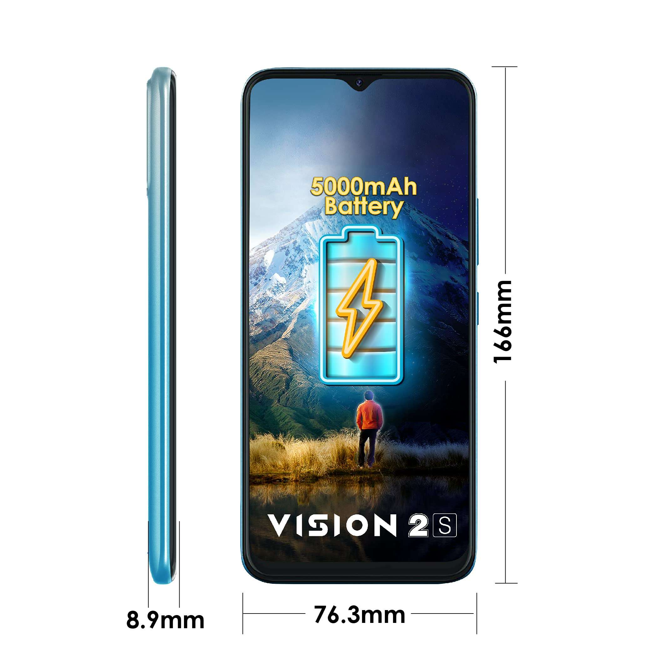 itel Vision2S (Deep Blue, 6.52'' HD+, 5000mAh Battery, 2GB RAM 32GB ROM, 8MP AI Dual Camera) (P651L) 6