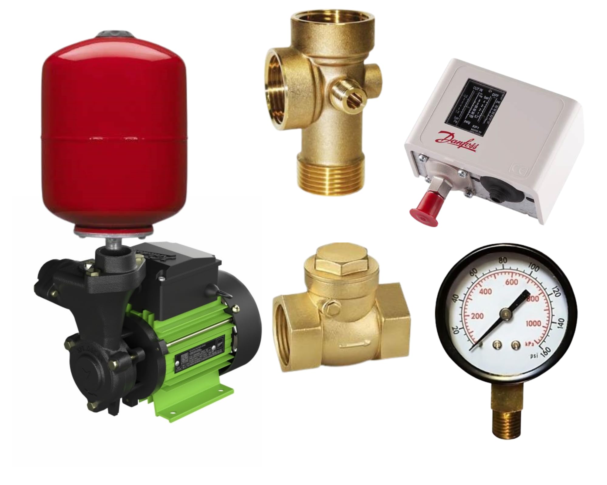 kirloskar chhotu 0.5 hp water pump with pressure boosting 24 liter tank (Available In multicolour) with NRV, 5 way Connector, Pressure Guage, Pressure switch (single phase) 2