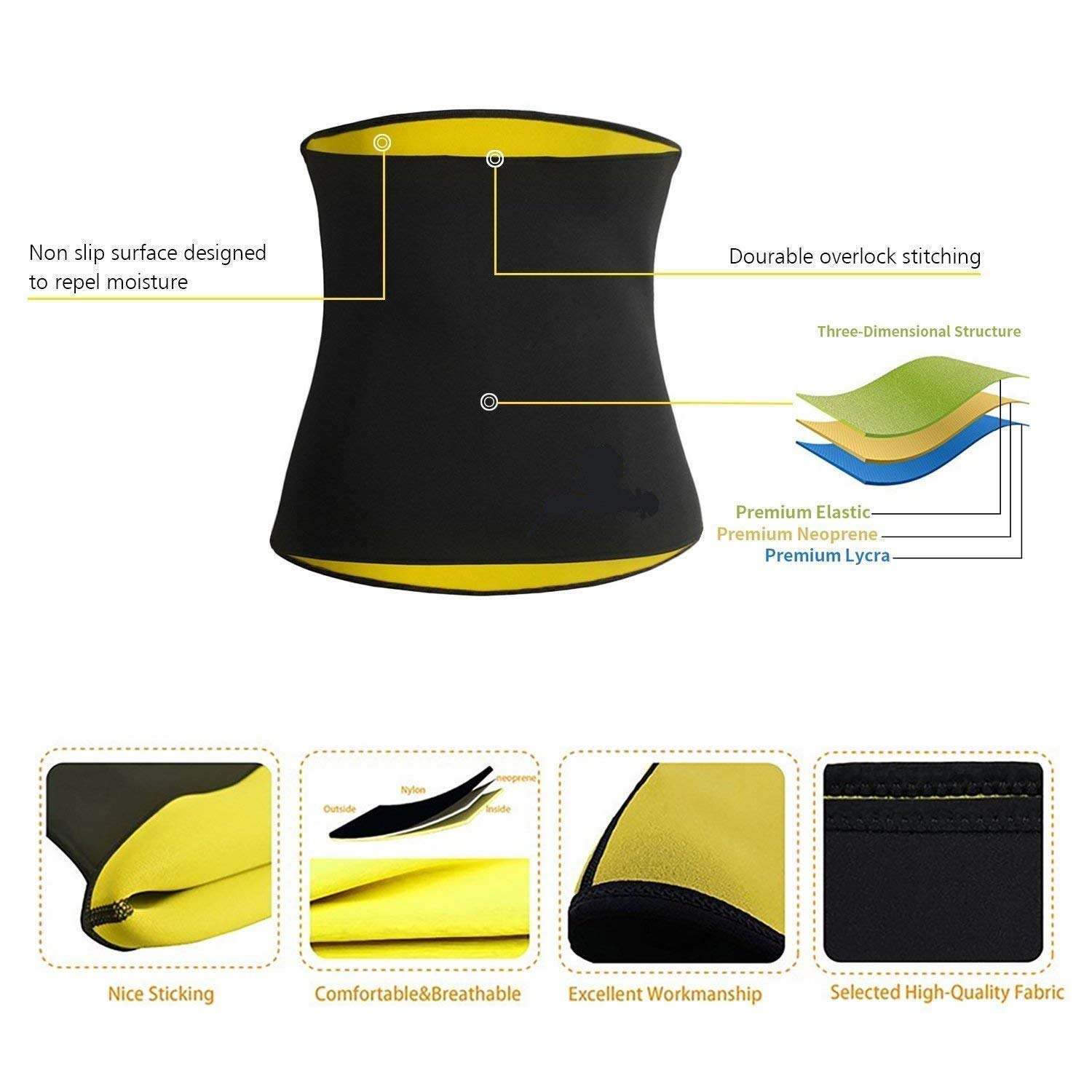 DreamAds Tummy Shaper for Women & Men I Sweat Belt I Tummy Shapewear for Belly I Body Shaper Belt for Stomach I Fitness Belt for Exercise & Workout Black I sweat slim belt I stretchable Waist Belt 6