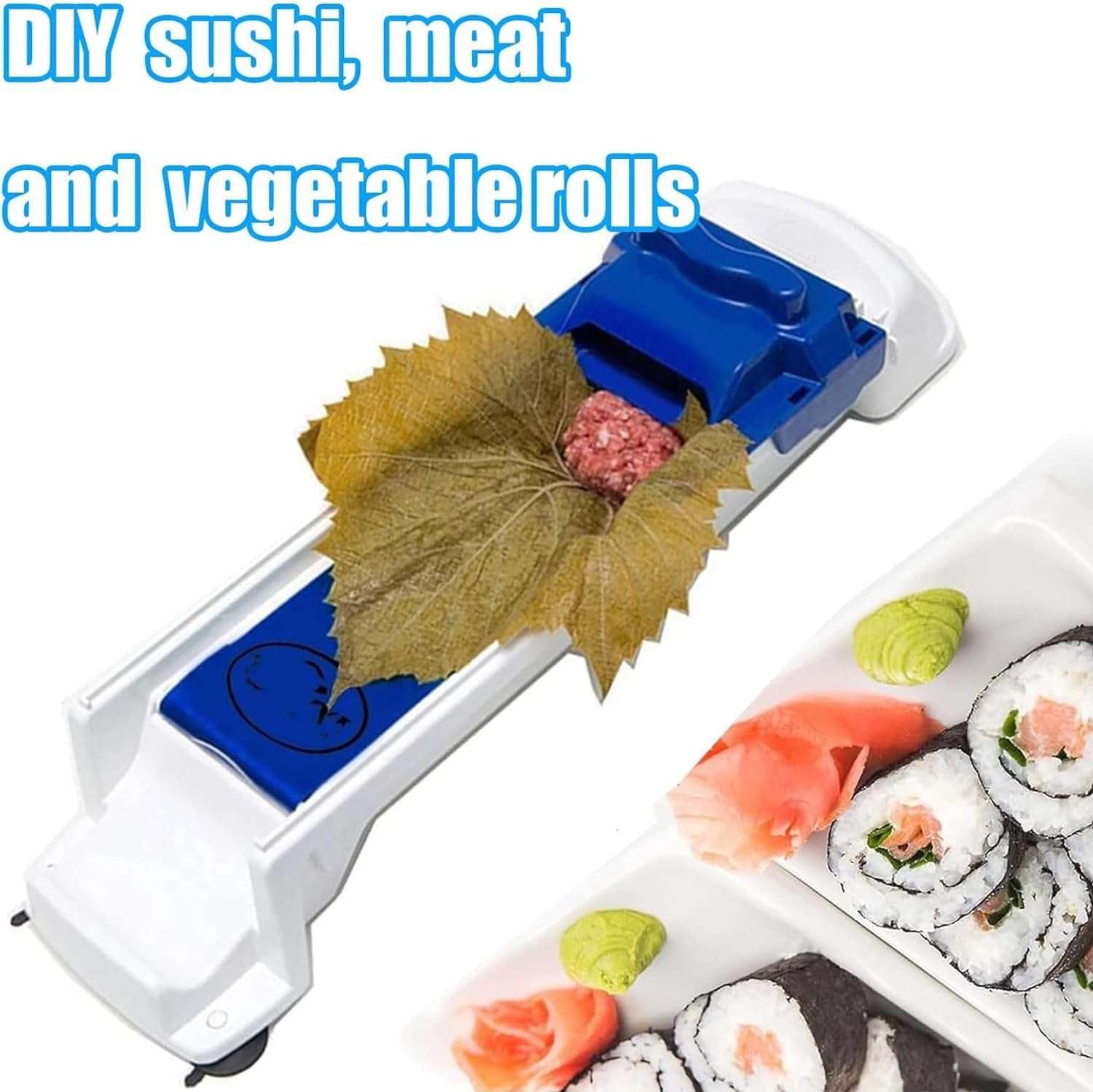 Yuehuam Dolmer Roller Machine, Sushi Roller Vegetable Meat Rolling Tool for Beginners and Children Stuffed Grape & Cabbage Leaves, Kitchen Diy Dolma Roller Sushi Maker 4