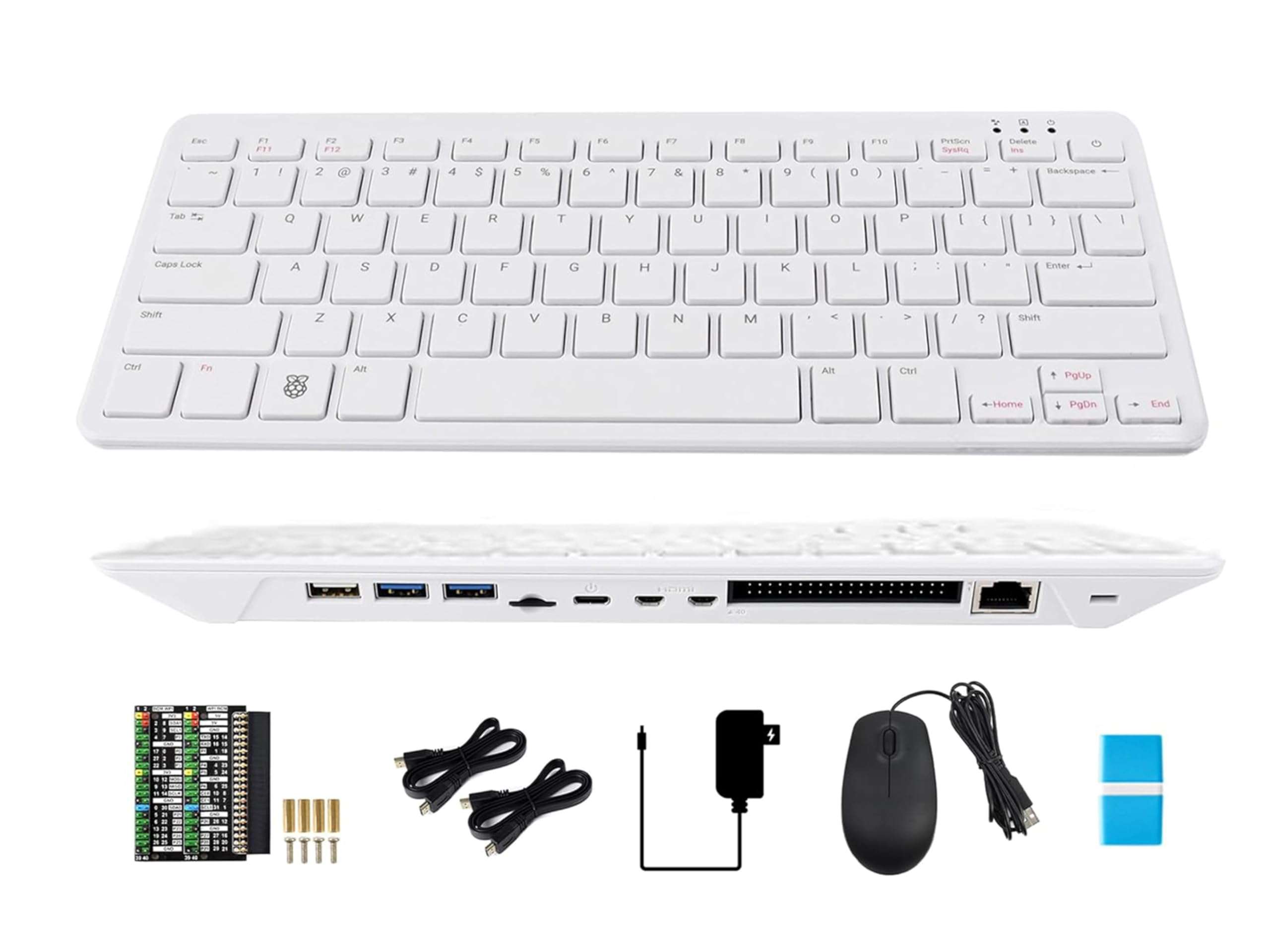 CeedLomi Official RPi 500 Portable Keyboard Computer Compatible with Raspberry Pi 500, Quad-Core 64-bit Arm Processor, Support WiFi/Bluetooth, Comes with Official 32GB Micro SD Card, etc. (6 Items) 1