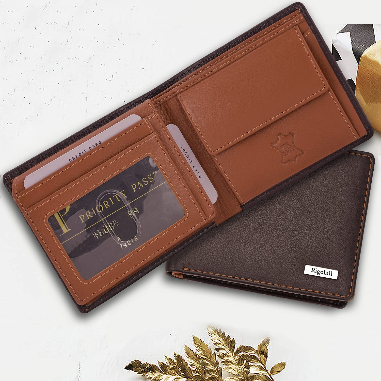 Rigohill Dusky Mens Leather Wallet | Brown/Rust Leather Wallet for Men | RFID Mens Wallet 2