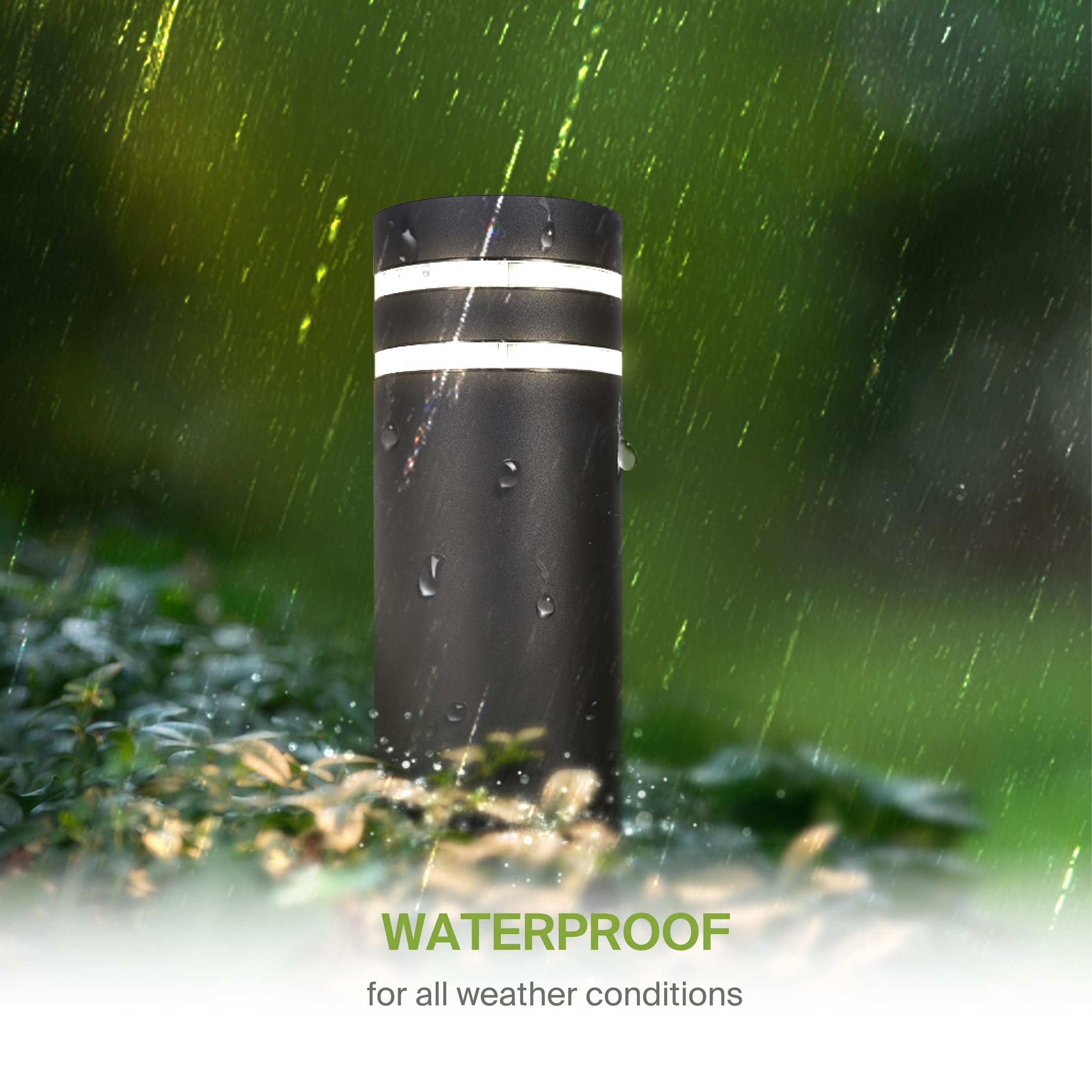 ASD 12 Inch Round Bollard Light Fixture | 60W E26 Socket 120V | Dimmable, Waterproof, LED/CFL/Incandescent Bulbs Compatible, ETL Listed | Outdoor Floor Lantern, Landscape Post Lighting | Black 6