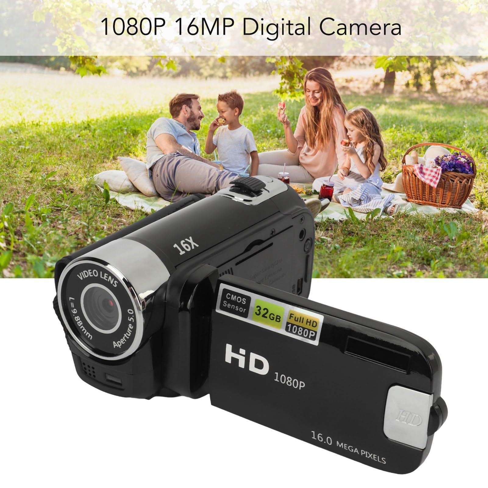16MP Digital Video Camera, 1080P Resolution, 16X Zoom, 2.4 Inch Screen, with Fill Light, USB Connectable, Support External Mic and Tripod (Black) 6