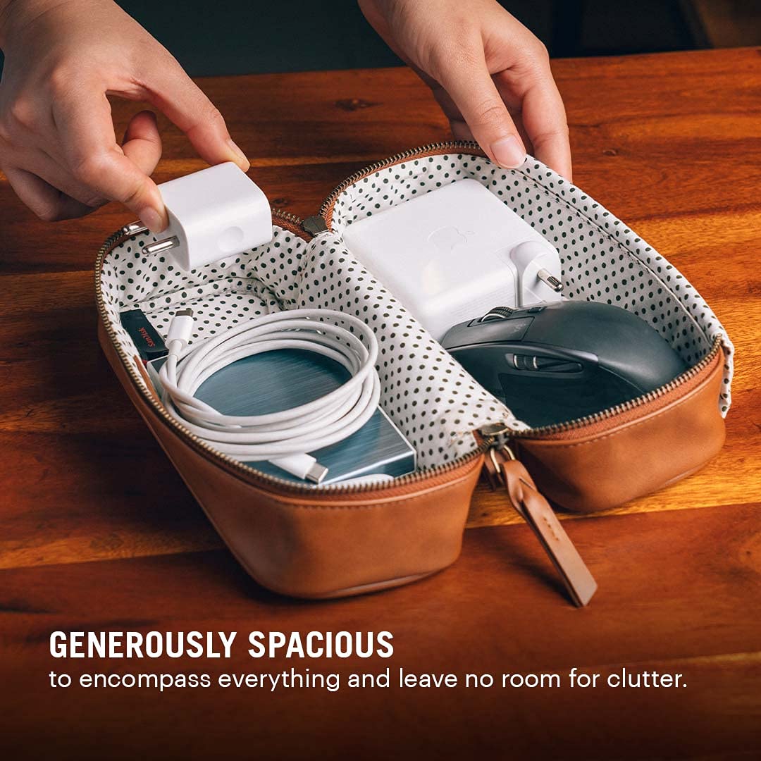 DailyObjects Versatile Leather Bag and Toiletry Organizer Travel Dopp Kit for Women and Men - The Ultimate Travel Vanity Box and A Stylish x Spacious Cosmetic Pouch with Multifunctional Compartments 3