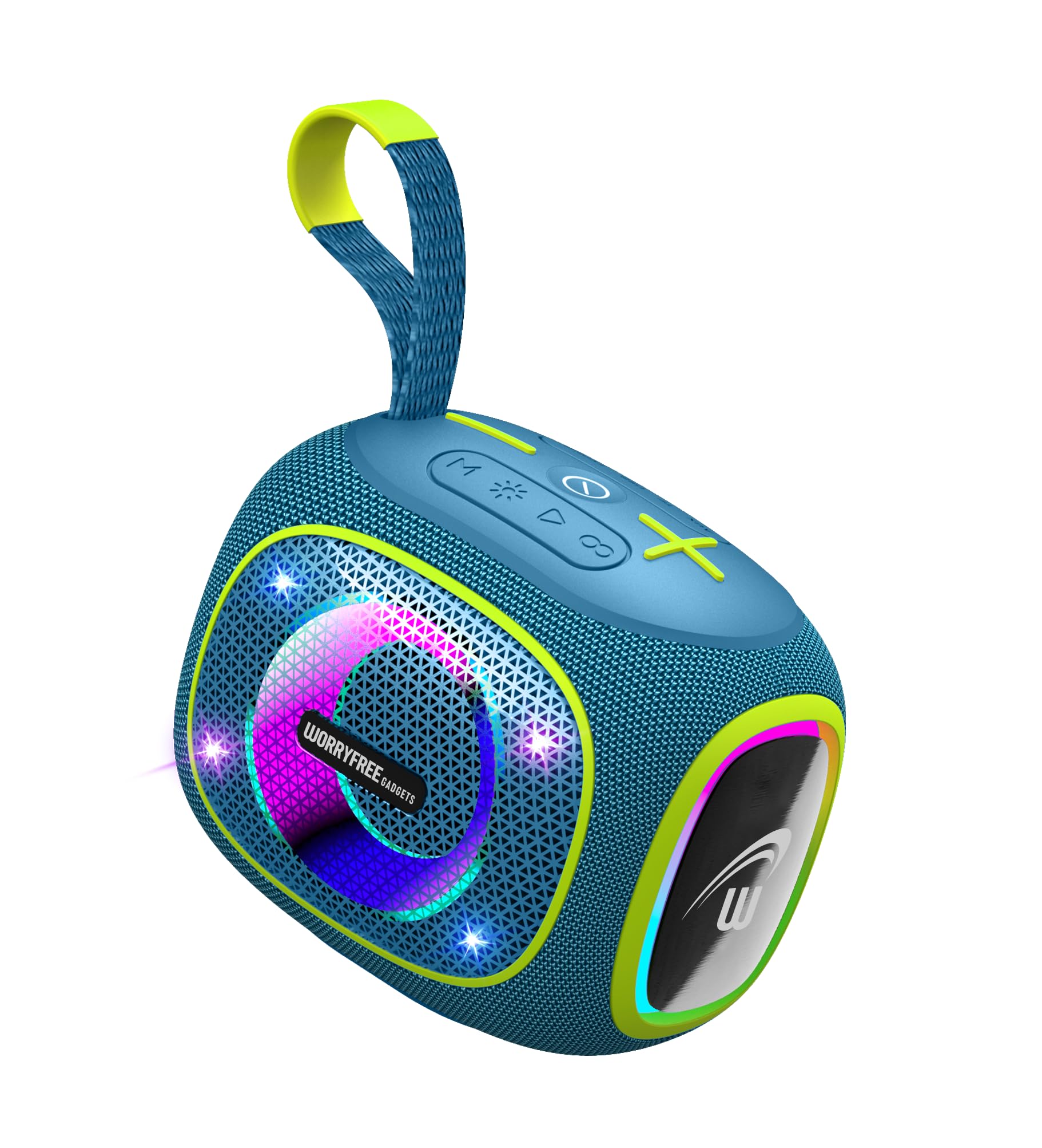 WorryFree Gadgets Portable Bluetooth Speaker, 10W, Wireless BT 5.3 Range 10m, RGB Lights, Party Box Mini (Light Blue) 3