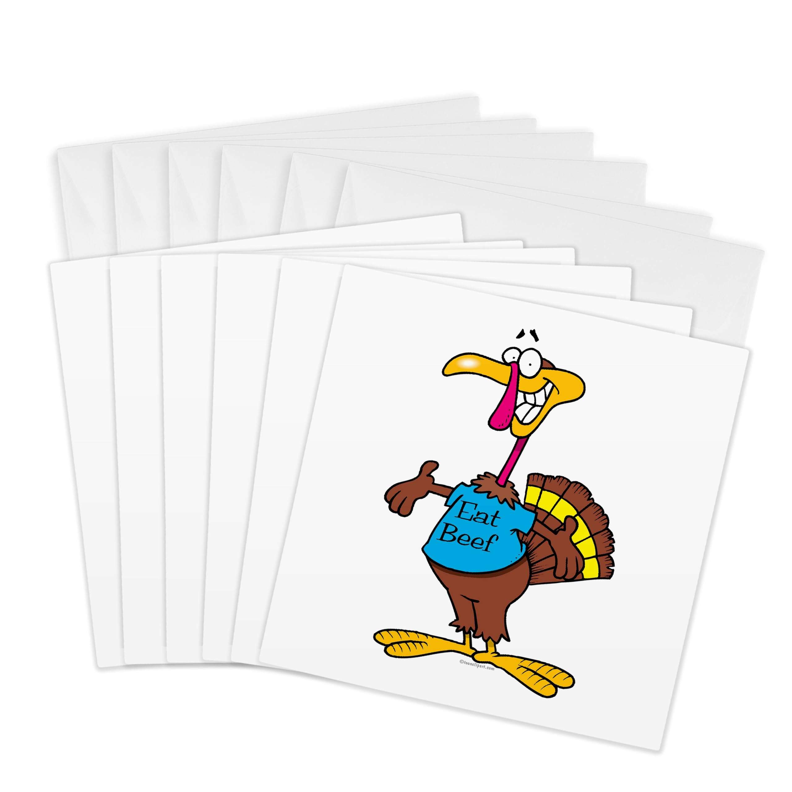 3dRose Funny Eat Beef Turkey Cartoon - Greeting Cards, 6 x 6 inches, set of 6 (gc_104043_1) 1