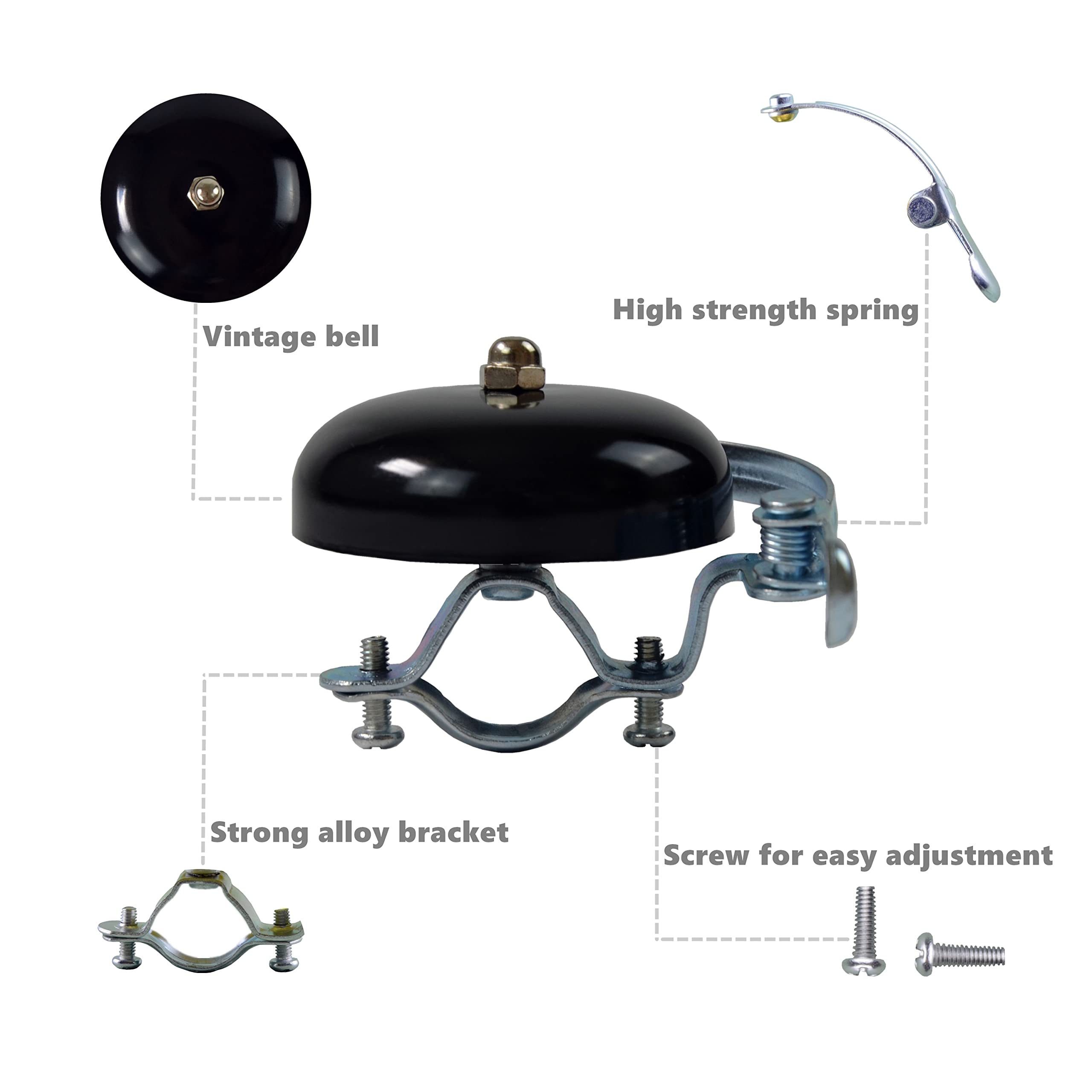 Yunshan Classic Bell, Loud Crisp Clear Sound Bicycle Accessories for Adults Youths, Stylish Horn for Road and Mountain Bike (Blue) 3