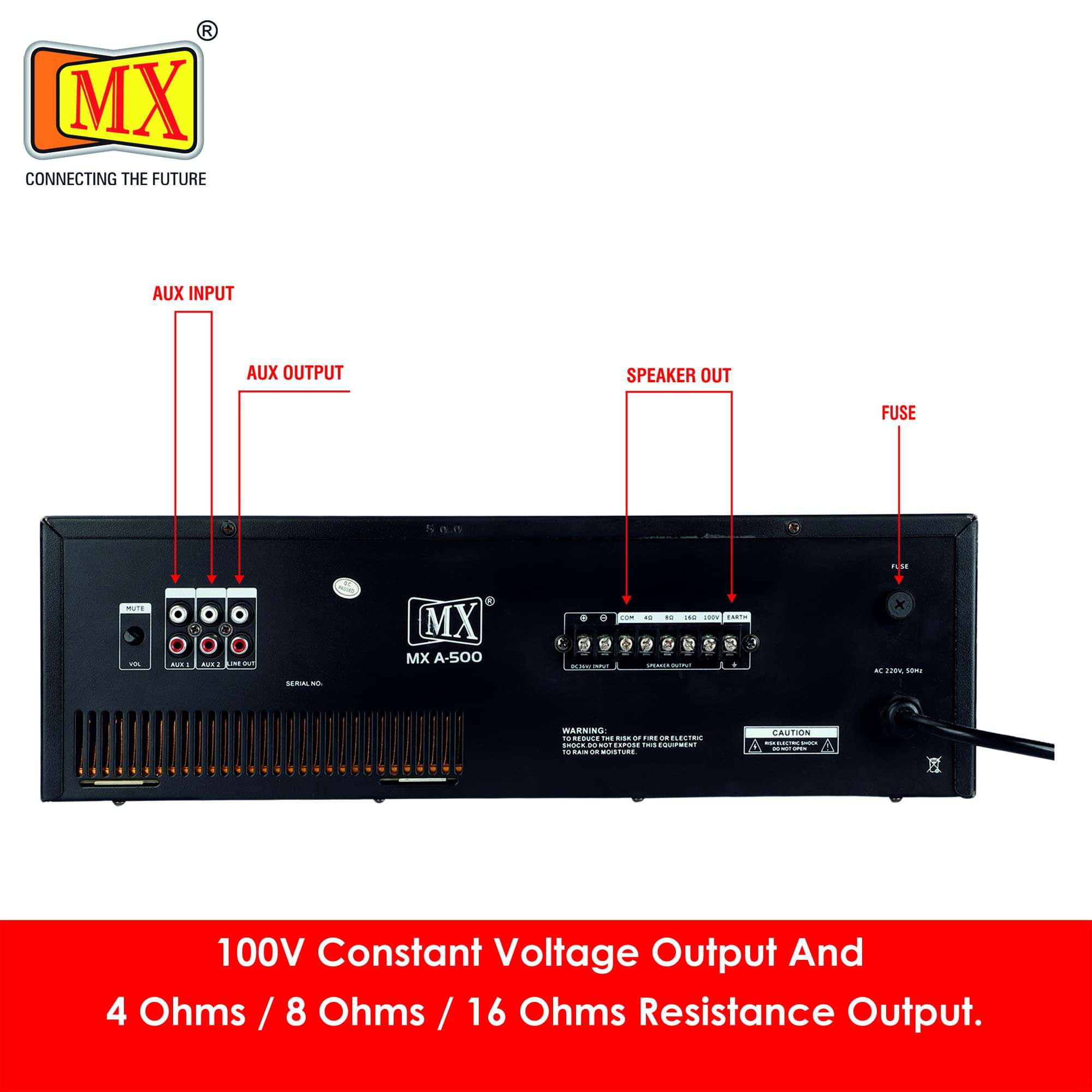 MX (A-500) PA AMPLIFIER with LCD DISPLAY,KARAOKE FUNCTION,USB,AUX,MIC,BLUETOOTH,LINE PERFECT for HOME and OUTDOOR FUNCTION 4