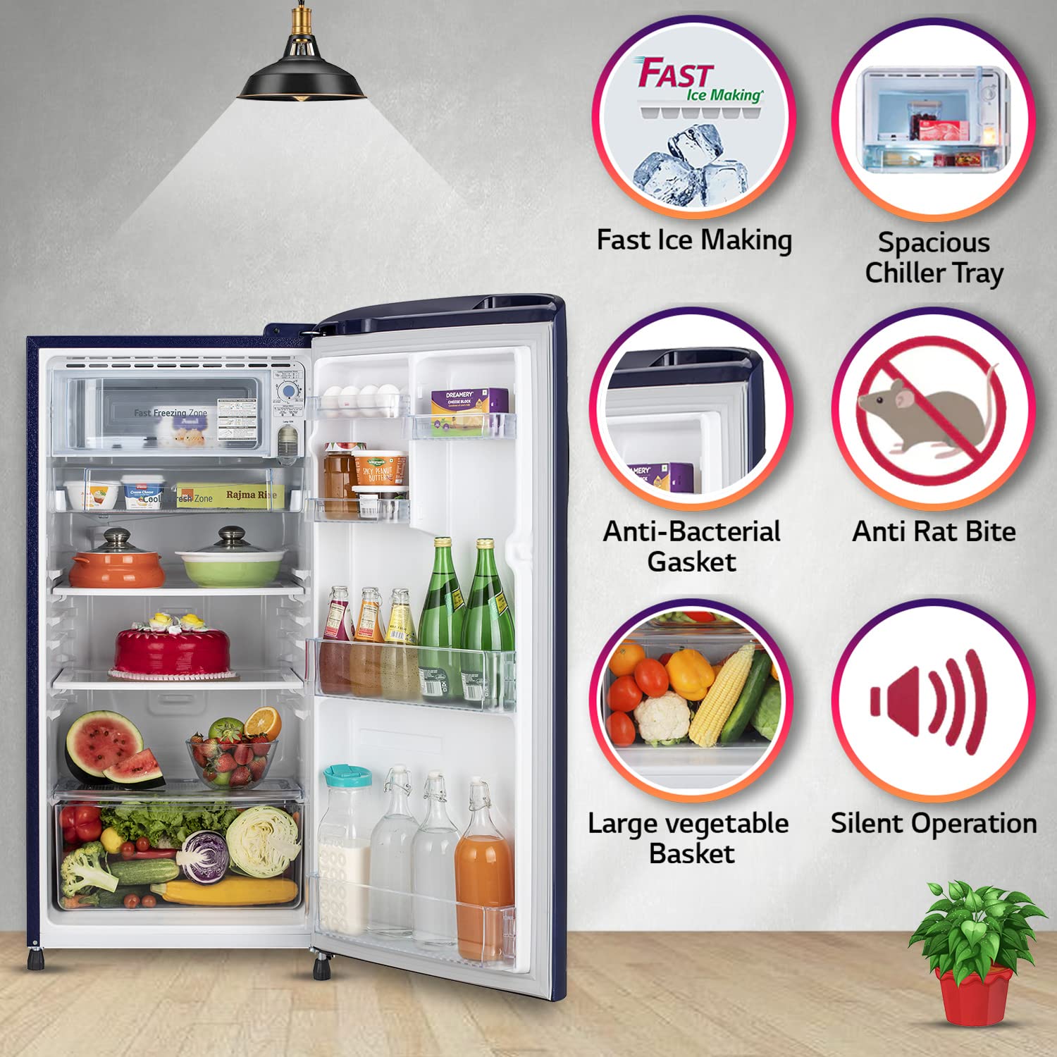 LG 190 L 3 Star Direct-Cool Single Door Refrigerator (GL-B201ABQD, Blue Quartz, Moist 'N' Fresh, 2022 Model) 3