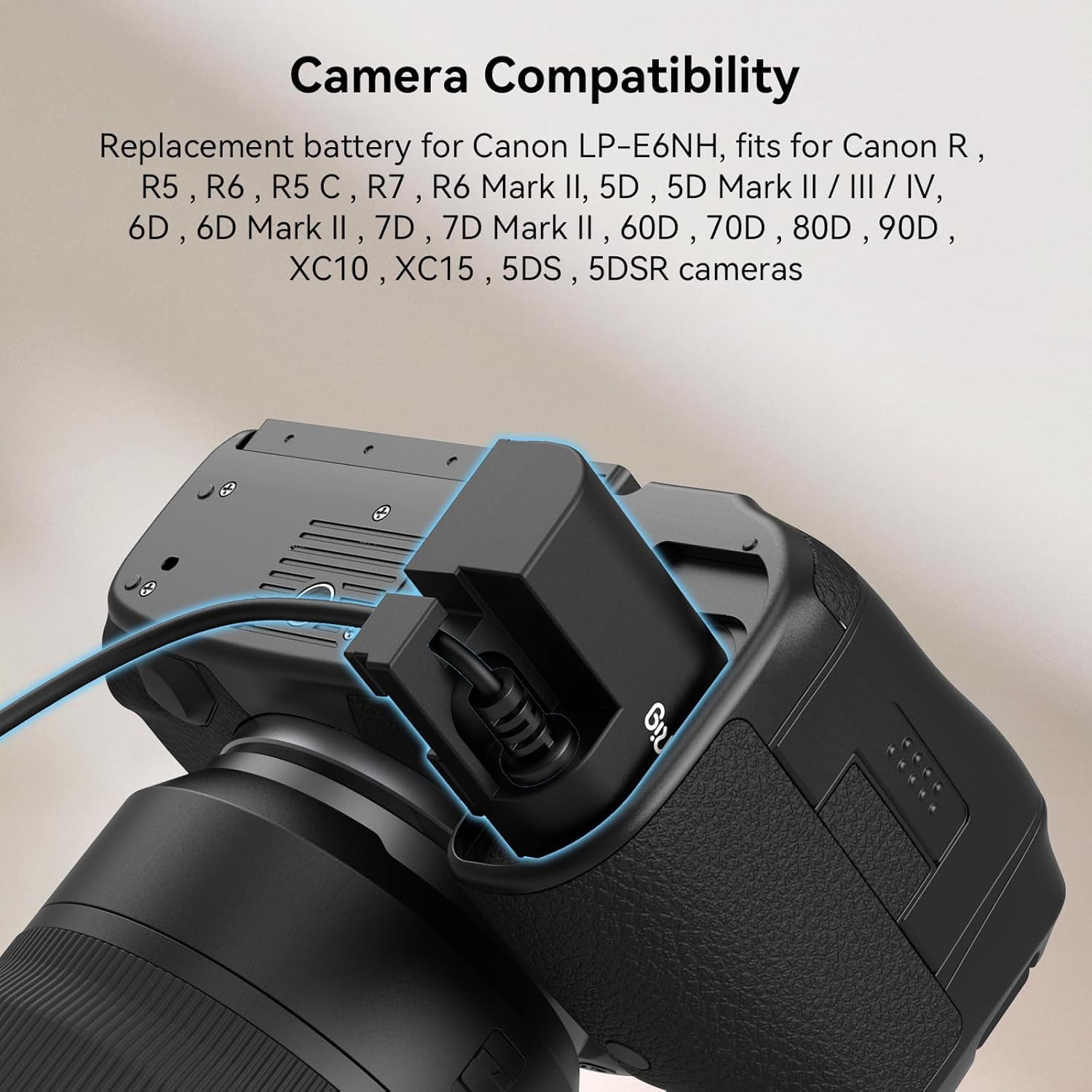SmallRig LP-E6NH Dummy Battery Power Supply Adapter Kit for Canon R6 Mark III/II, R5, R5 C, R6, R7, R, 5D Mark II/III/IV, 6D, 6DMark II, 7D, 7DMark II, 60D, 60Da, 70D, 80D, 90D, XC10, XC15 Cameras 4