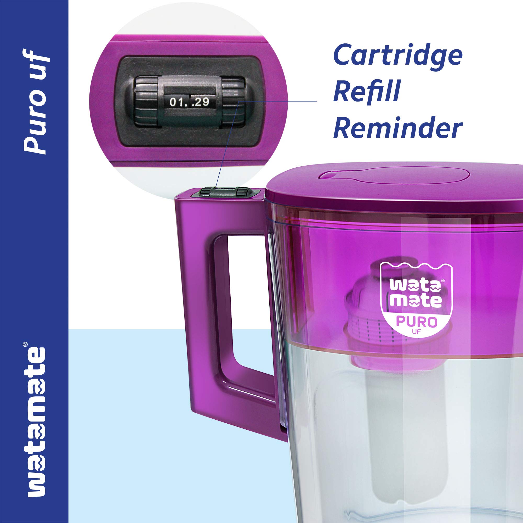 Watamate BPA Free Plastic Puro-Fil Cartridge for 2.6L Puro Water Filter Jug 6