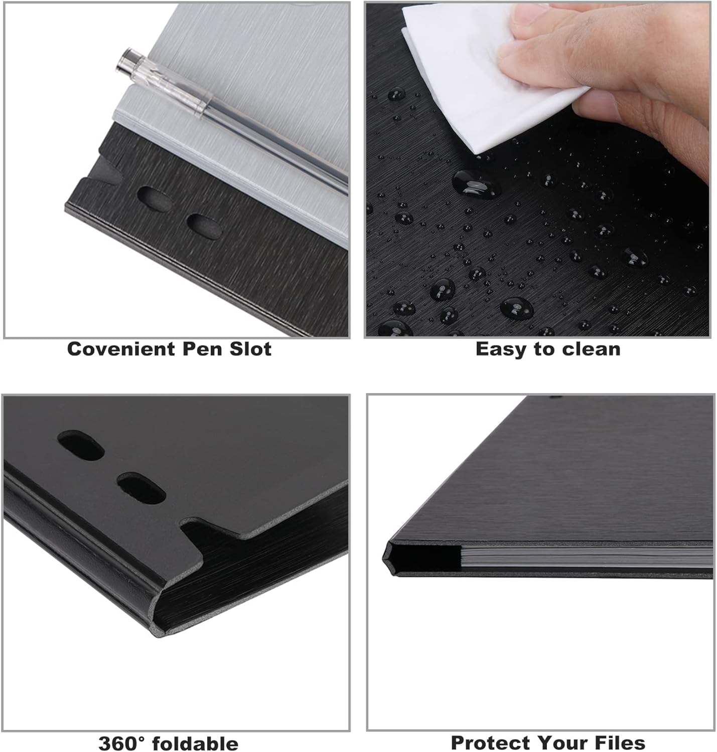 A4 Foldover Clipboard Foldable Clipboards File Folder Flip Writing Pad Lightweight PVC Clip Boards Document Organizer for Business Office School Hospital Nurses Students 6