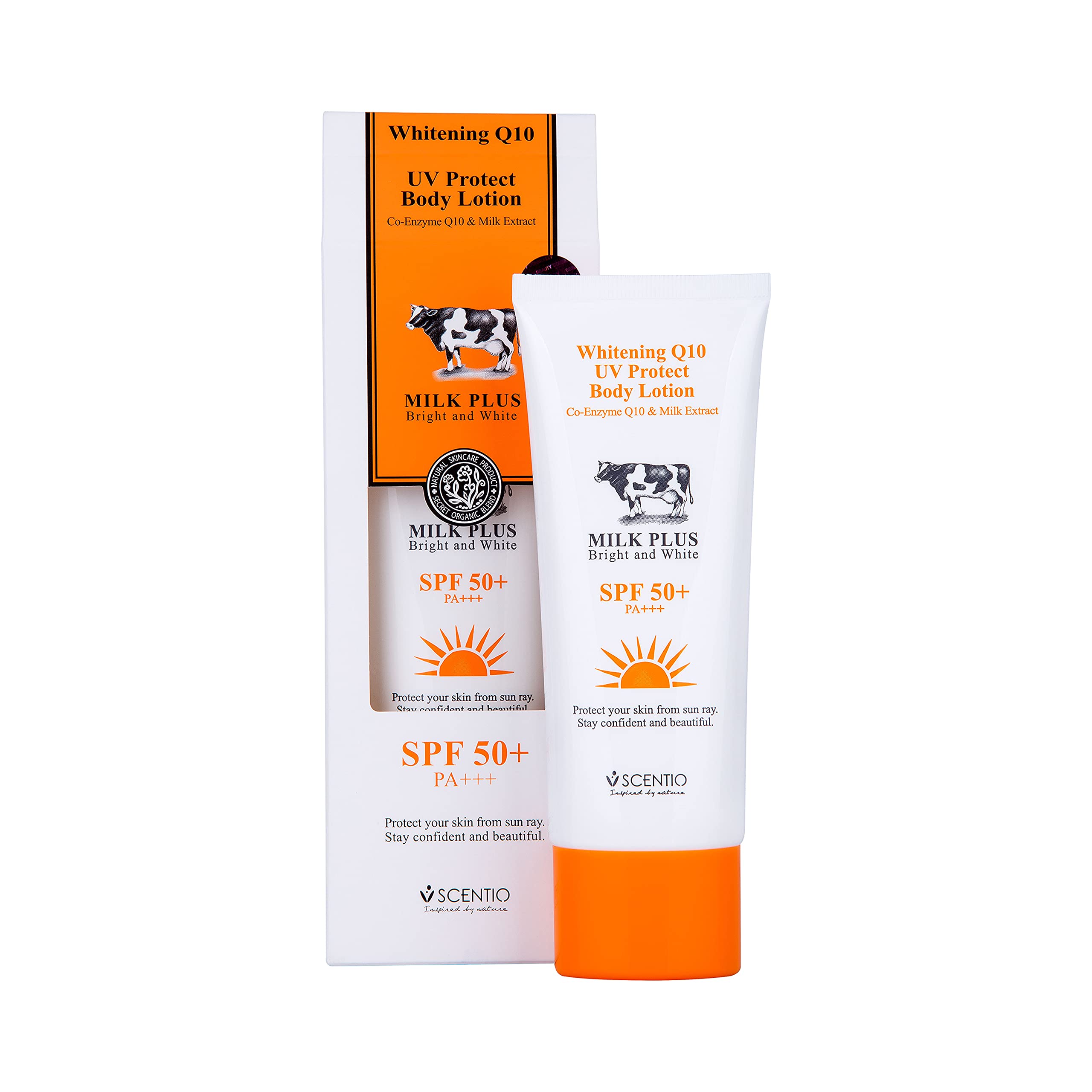 Scentio Milk Plus Organic Whitening Q10 UV Protect Body Lotion SPF50+ PA+++, 100 ml(Made In Thailand) 1