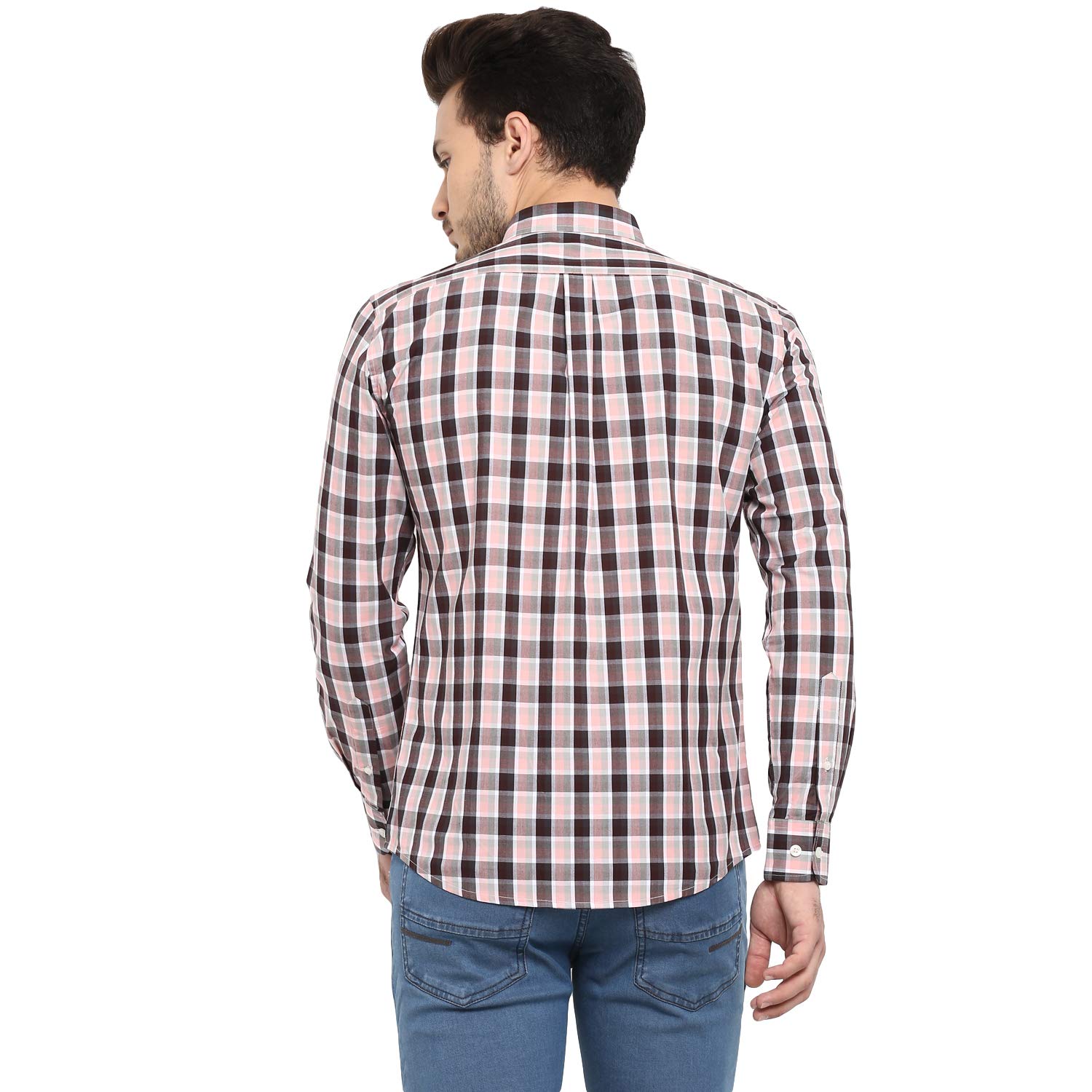 Red Tape Men's Checkered Regular Fit Casual Shirt (RFS0001A_Apricot Black L) 3