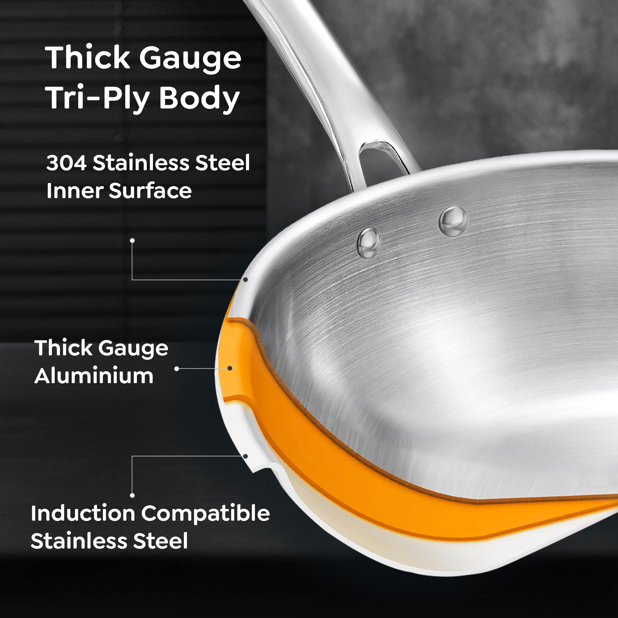 Prestige 20cm/1.0L Tri-Ply Stainless Steel Splendid Fry Pan| Gas and Induction Compatible |Even Heat Distribution| Thick Gauge Tri-Ply Body| 15 Year Warranty 3