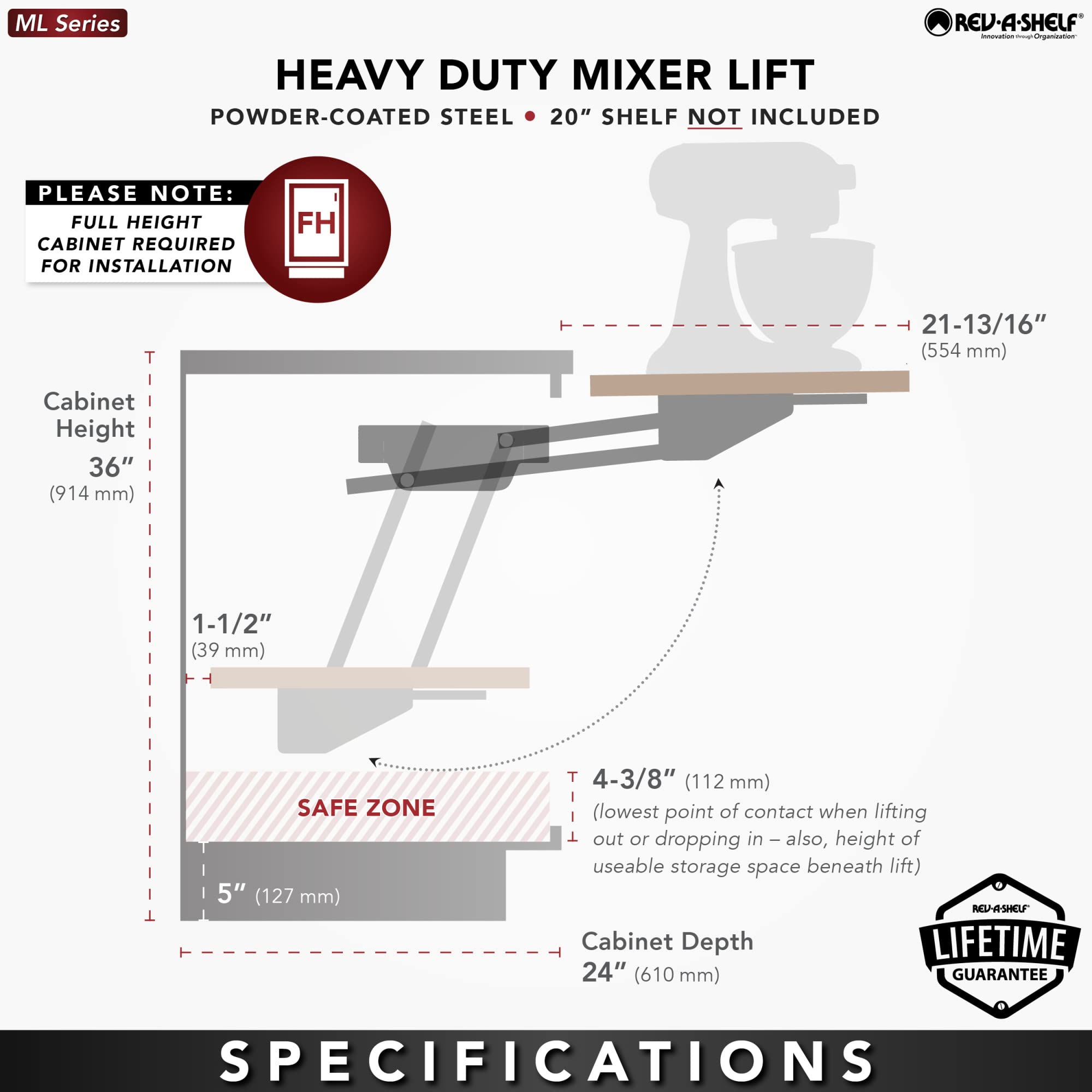 Rev-A-Shelf Heavy-Duty Appliance Lift 4