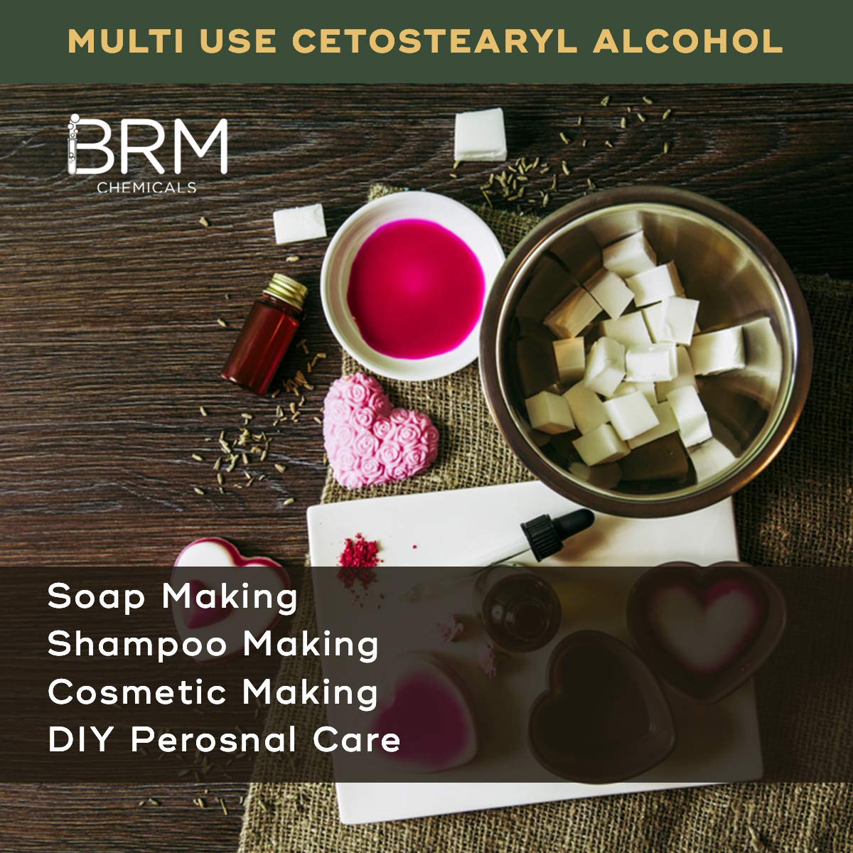 BRM Chemicals Ceto Stearyl Alcohol - 200 Grams For Soap Making, Shampoo Making, Cosmetic Making & DIY Personal Care For Face, Hair, Skin & Body 4