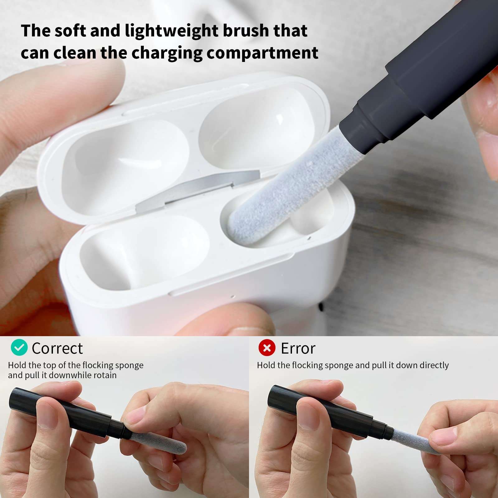 2025New Earbuds Cleaning Kit, Multi-Function Cleaning Pen for Bluetooth Headset, Headphone Cleaner for Earbuds, Wireless Earphones Case Cleaning Tools (2 Pcs White) 6