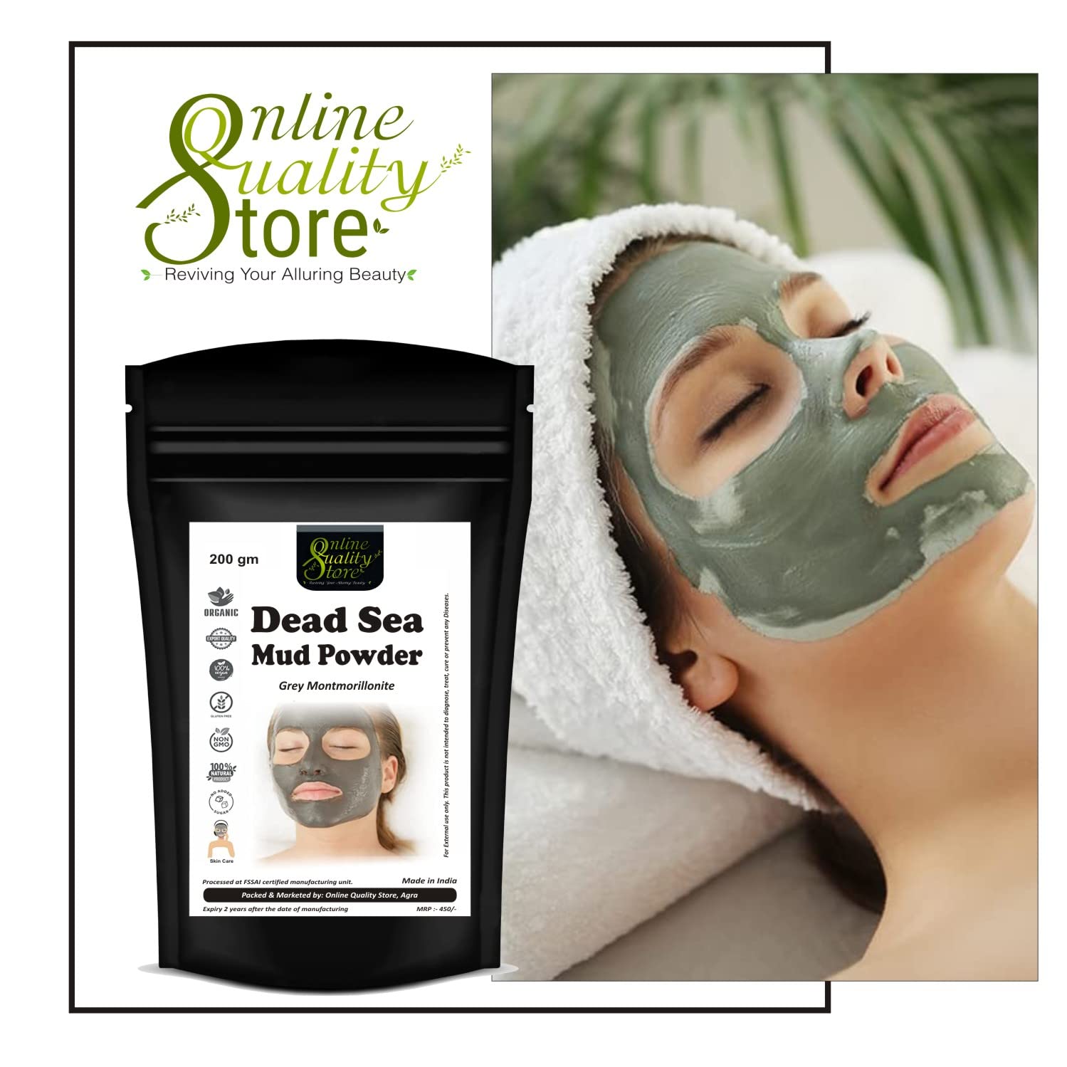Online Quality Store Dead Sea Mud Powder - 200gm, for Face, Body & Hair | 100% Natural Dead Sea Mud Mask for Face | Face Mask| Dead Sea Mud Revitalizing, Exfoliating Powder Face Pack 6