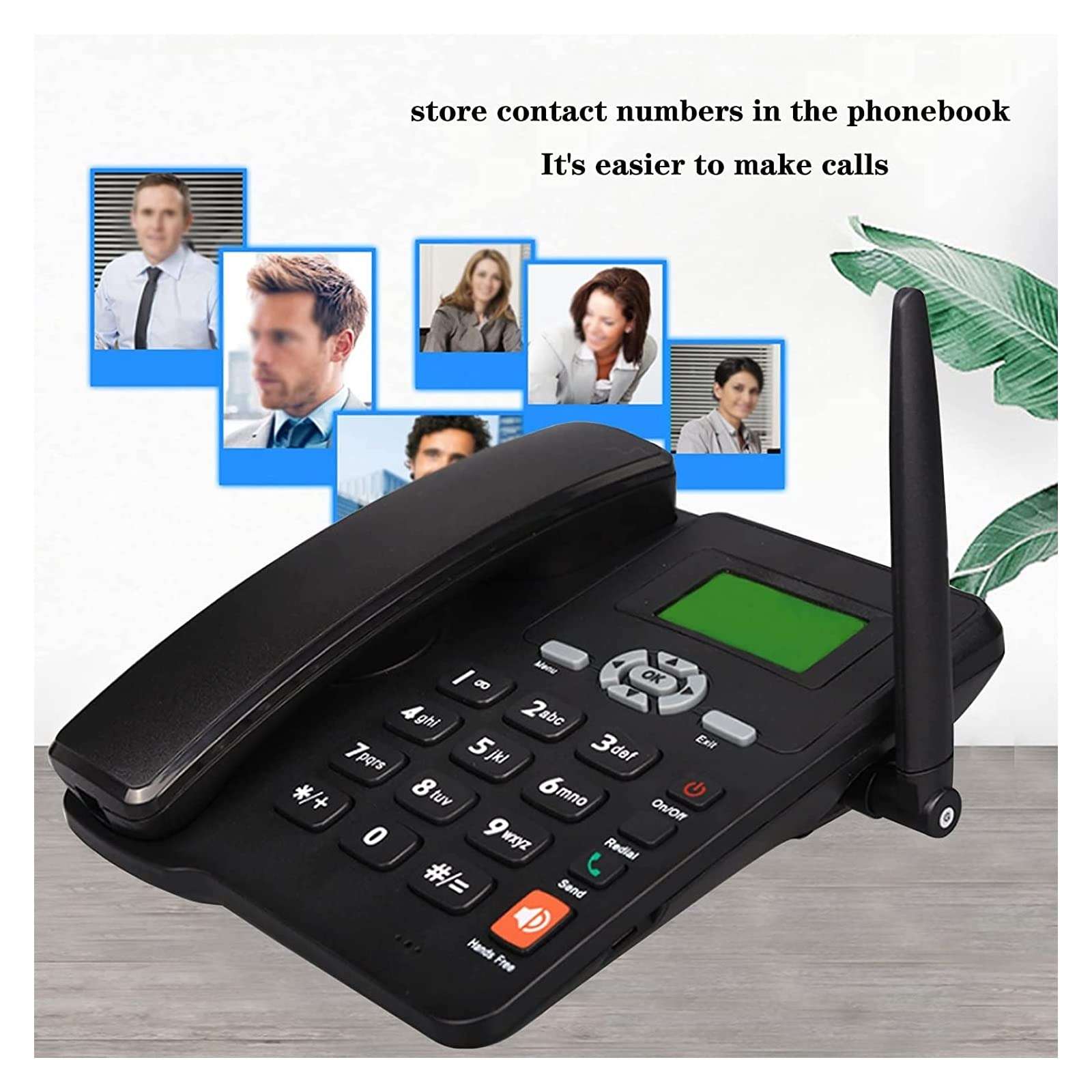Landline Telephone Wireless Quad Band GSM Desktop Style Phone with SIM Card Slot, LCD Display Date/time/Signal Strength/Battery Capacity, for Hotel Landline Phones,Dual SIM, Black 4