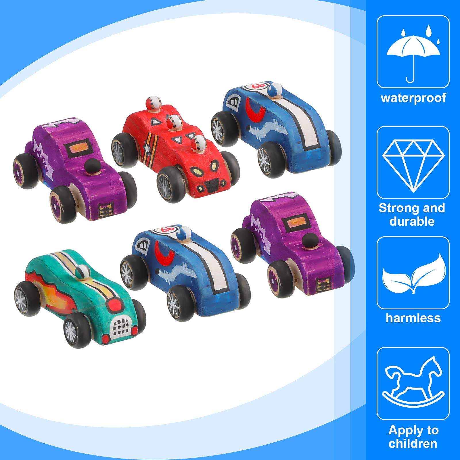 12 Pieces Wood DIY Car Toys, Unfinished Wooden Cars, Crafts for Students Home Activities, Easy Woodworking and Family Time Set (Pack of 2) 4