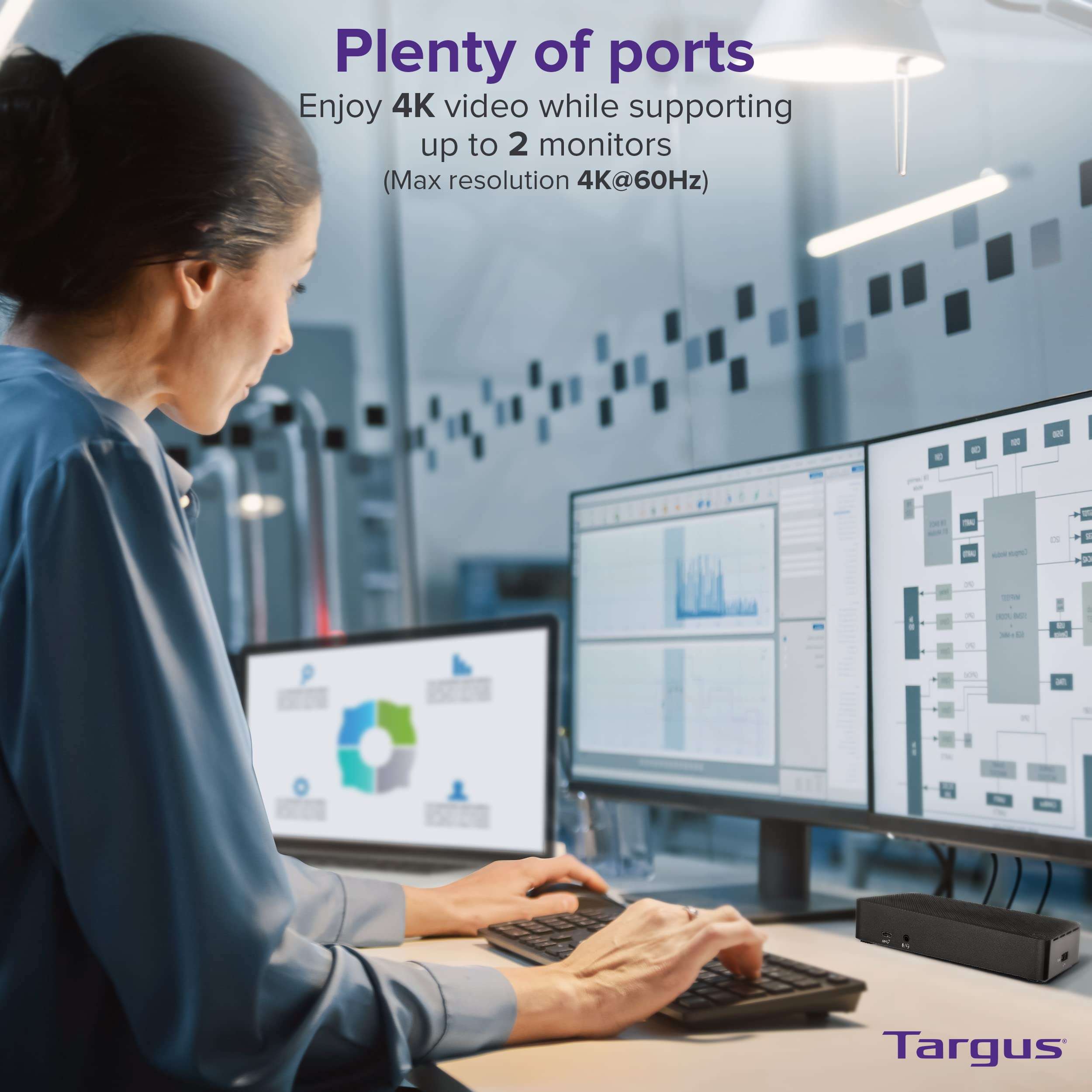 Targus USB C Docking Station Universal DV4K, USB C Laptop Docking Station Dual Monitor 2 HDMI, with Legacy Host Power Kit, Works w/Operating Systems Like Windows, Mac, Android, iOS (DOCK192USZ) 3