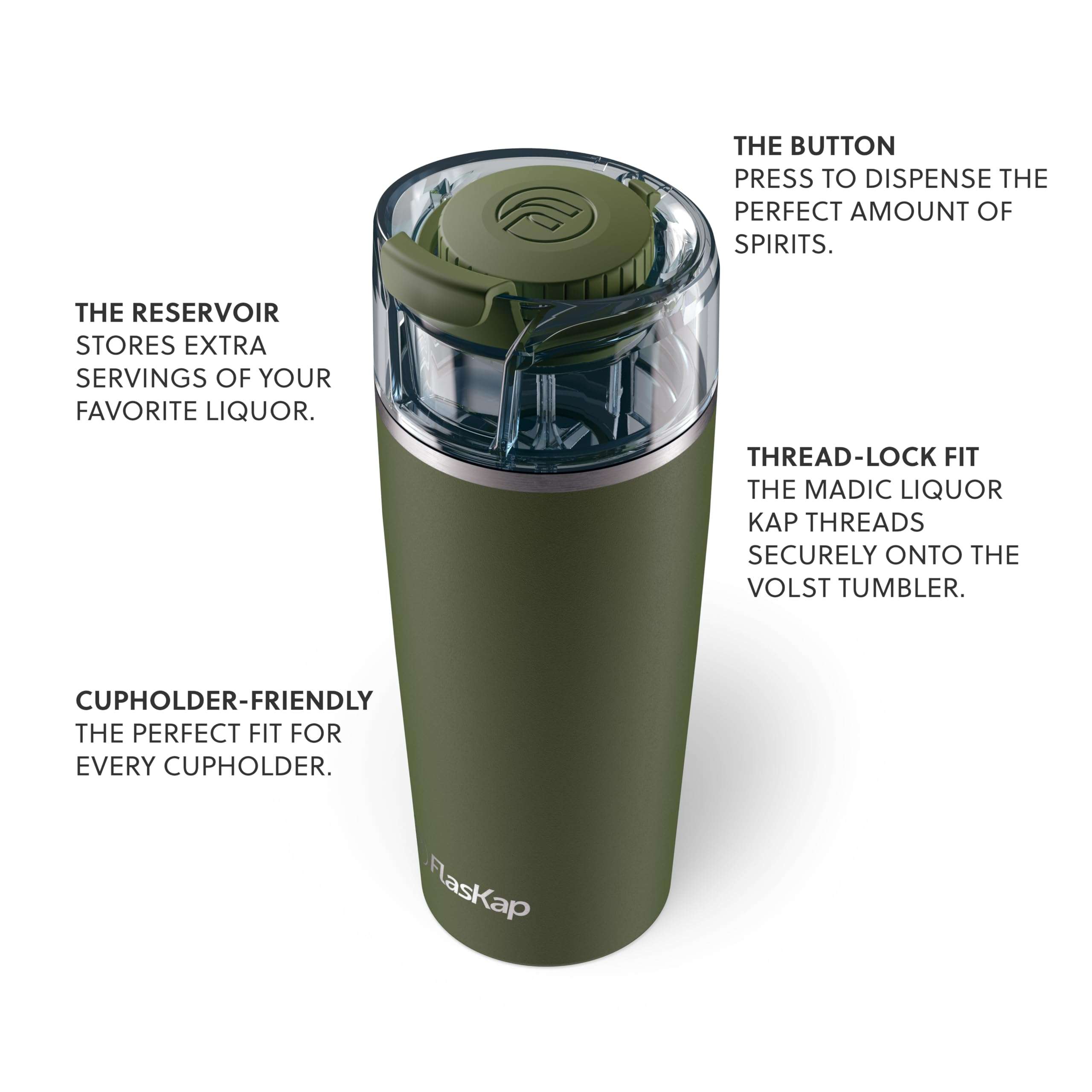 Flaskap Madic System: 6oz/9oz Dispenser Kap and 22oz/30oz Insulated Tumbler, Accessories, Leak Proof Lid, Tumbler Attachment, Stainless Steel Water Bottle 5