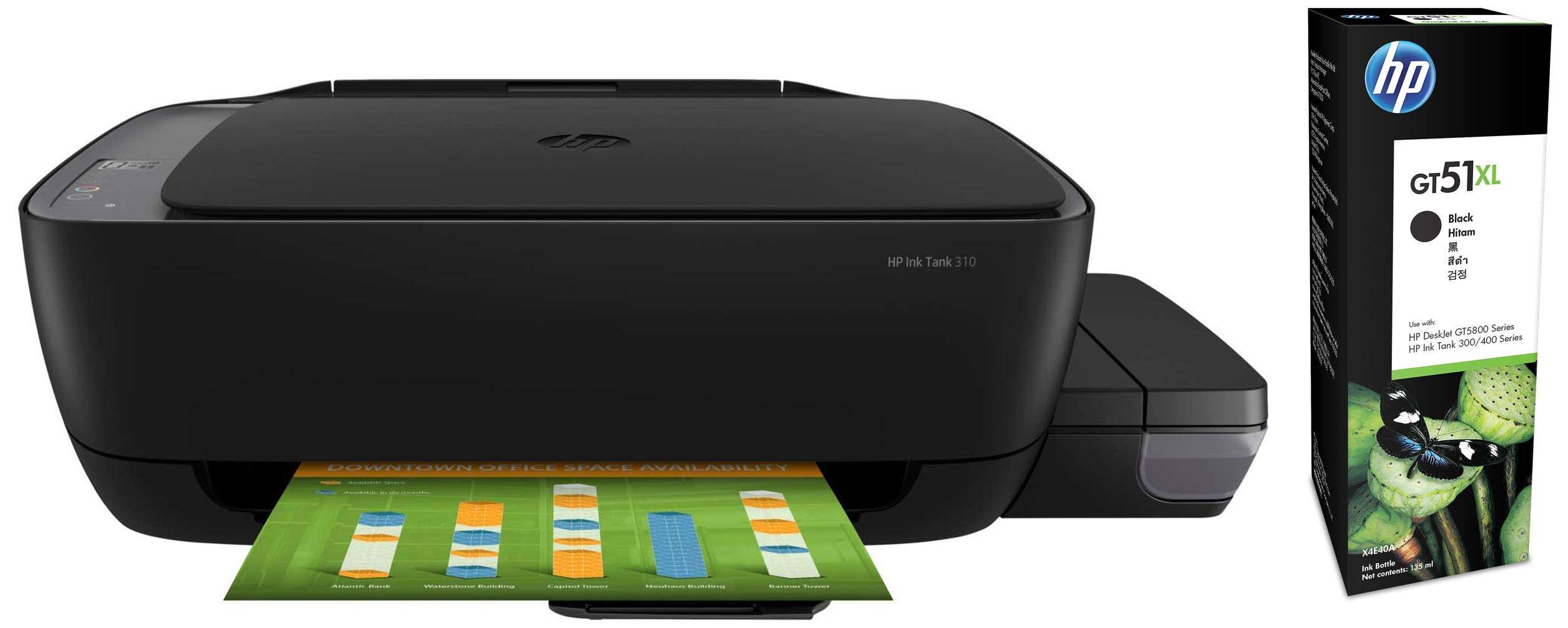HP Ink Tank 310 Colour Printer, Scanner and Copier for Home/Office, High Capacity Tank (4000 Black and 8000 Colour Pages), Low Cost per Page (10p for B/W and 20p for Colour), Borderless Print 1