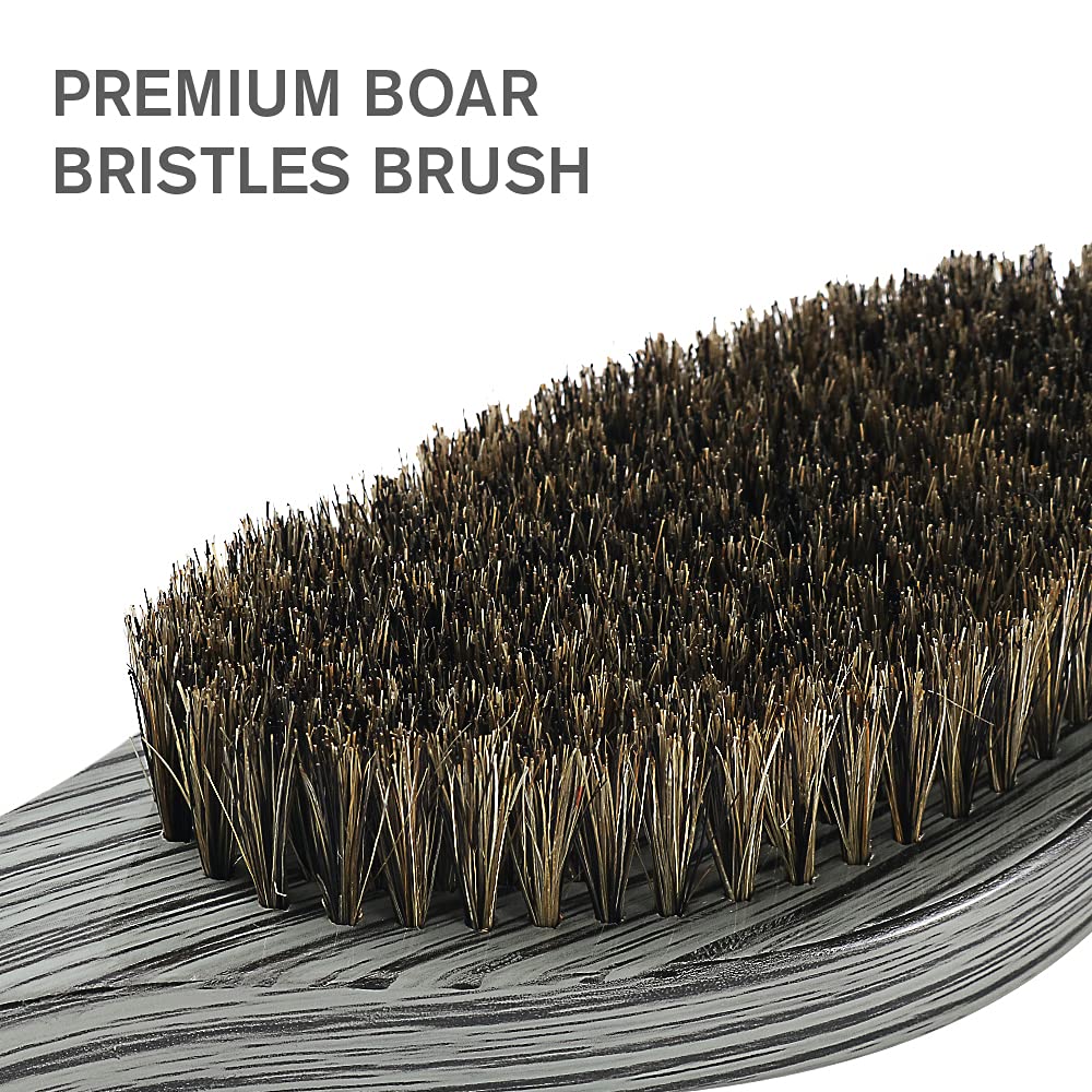 Medium Hard Curve Wave Brush for Men&Women 360 Waves Reinforced Natural Boar Bristles Hair Brush for Polishing&Laying Down Hair with Durag 3