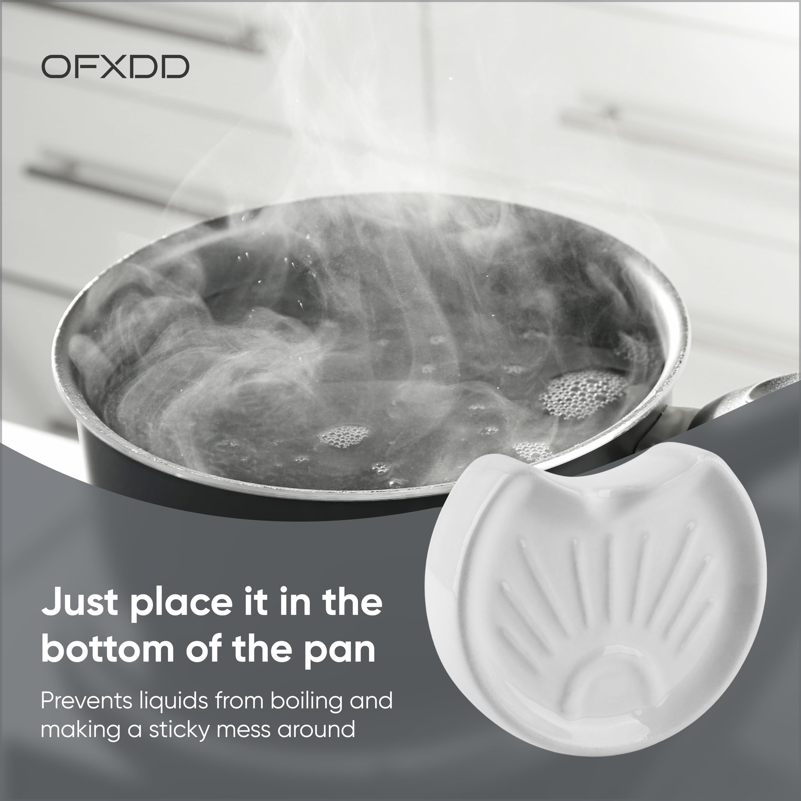 Pot Minder - Boil Over Preventer Disc - Ceramic Pot Watcher Disc for Stopper to Safeguard Your Cooking with Boil Control Technology, for Milk, OFXDD 4