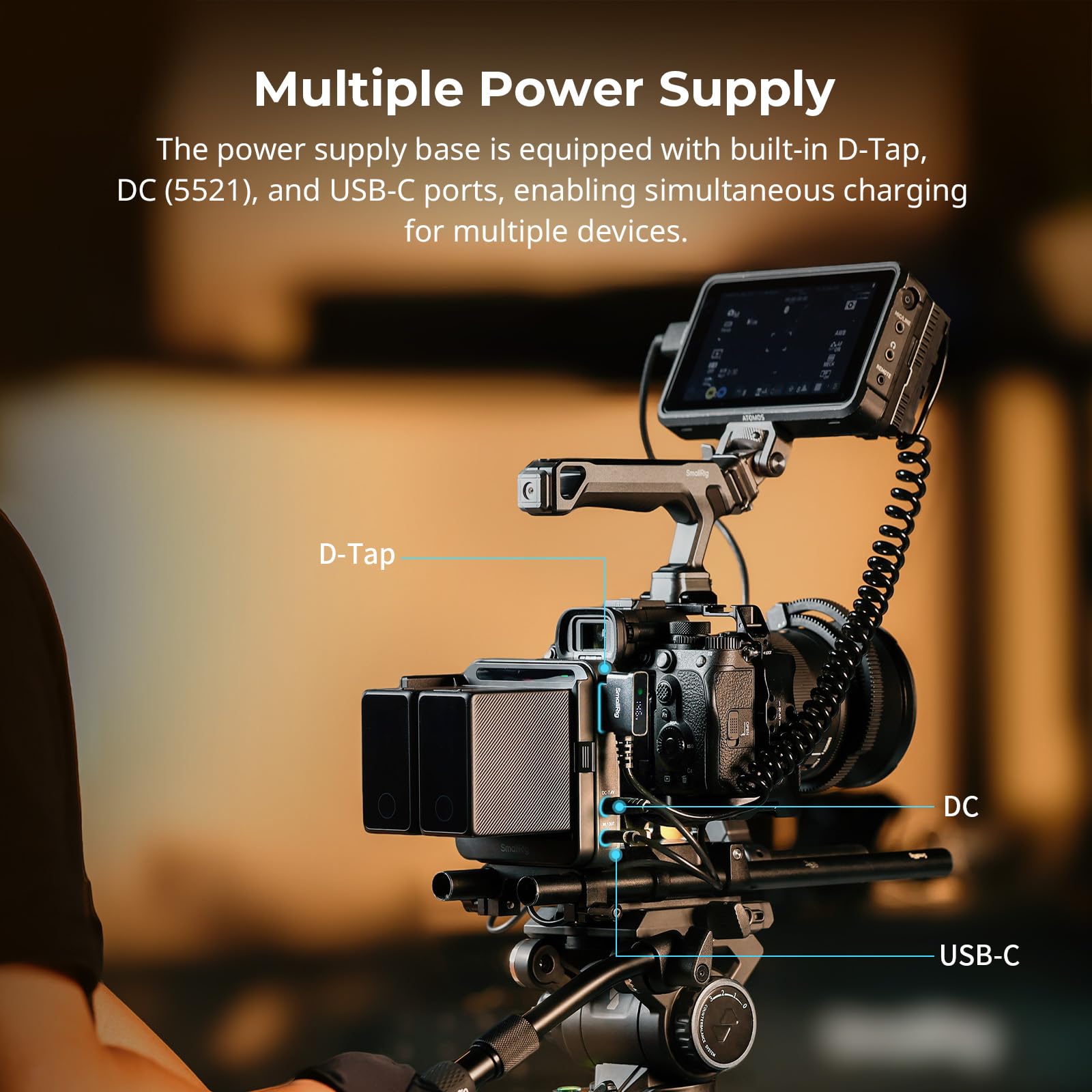 SmallRig Dual NP-F Battery Plate Kit for 15mm LWS Rods, Power Supply for D-Tap, DC, USB-C Ports, Adapter Mount Plate for NP-F550 / 570/750 / 770/950 / 970 Batteries, Supports UPS - 5537 4