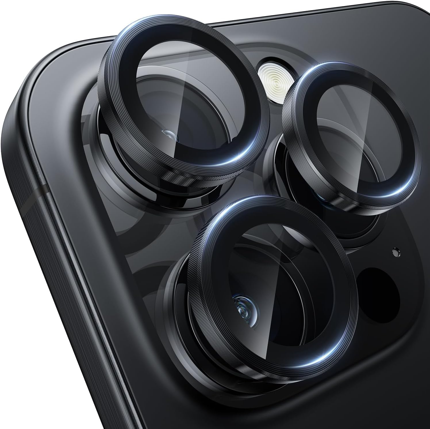 CASENED Camera Lens Protector for iPhone 16 Pro/iPhone 16 Pro Max - Alloy Metal Ring with Tempered Glass - Scratch Resistant, Easy Installation