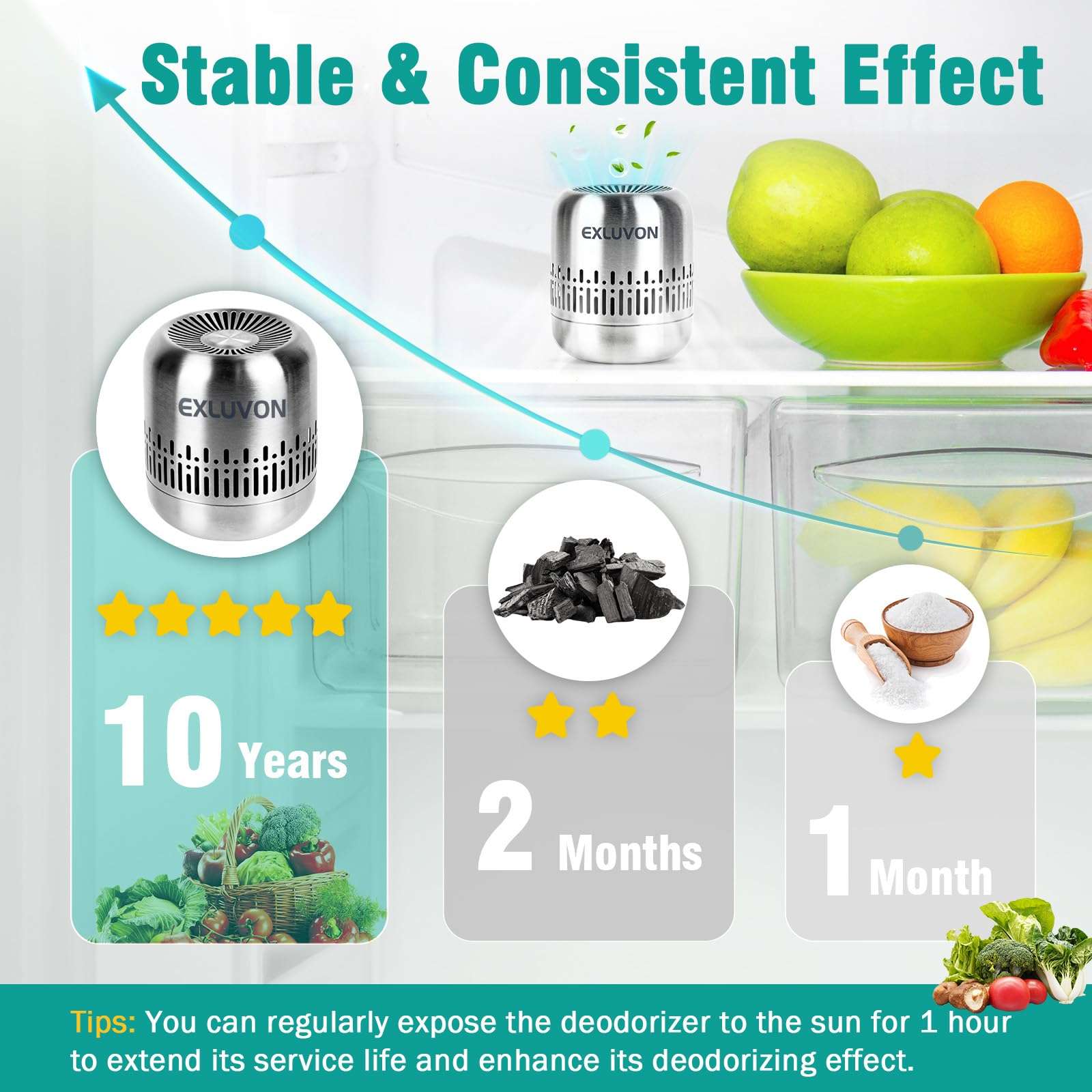 Refrigerator Deodorizer,Lasts for 10 Years,Fridge Deodorizer Kitchen Gadgets Odor Eliminator for Fridge & Freezer, Room,RV and New Home,More Effective Than Baking Soda Odor Absorber 4