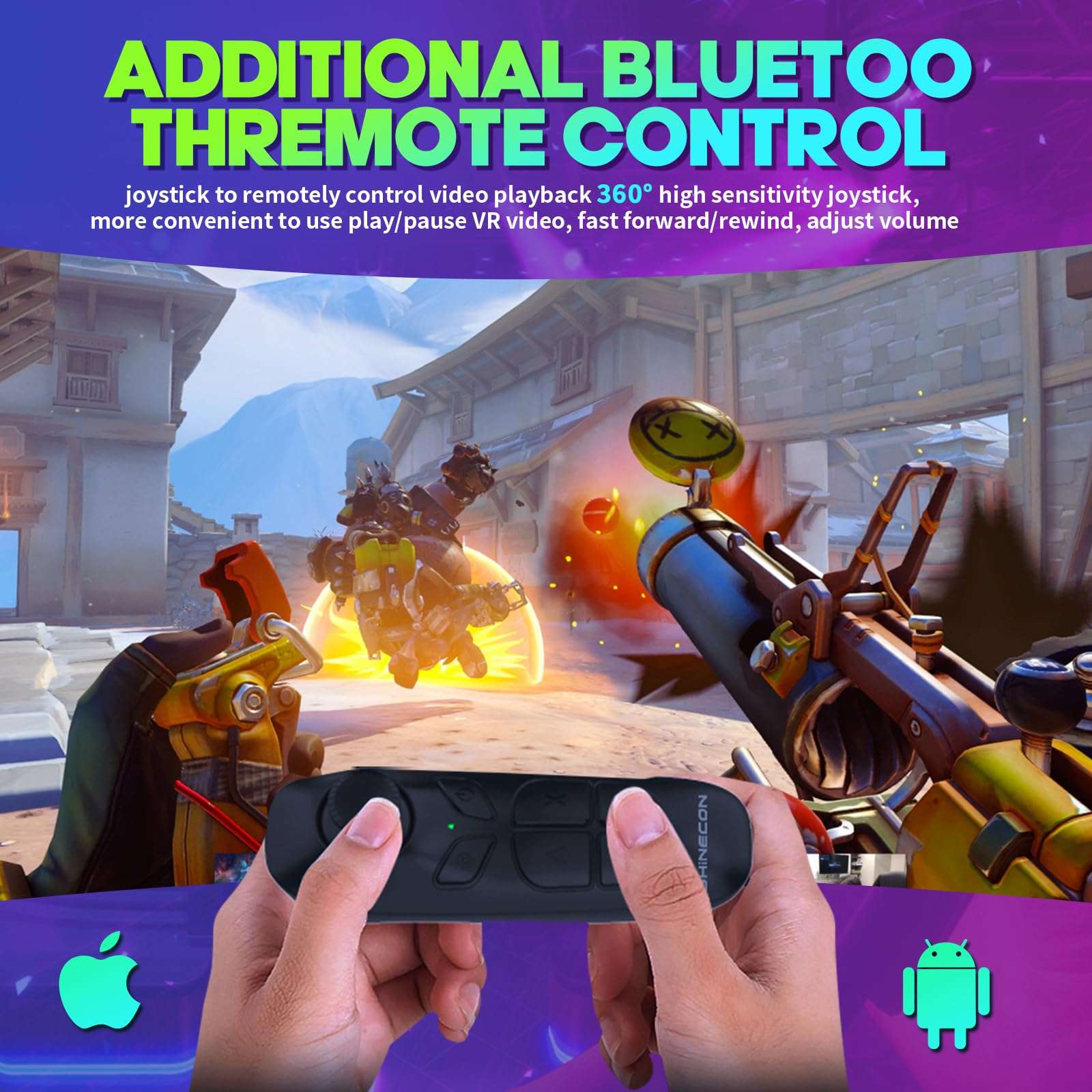 VR Headset for Smartphones with Bluetooth Controller, 4. 7-7-inch Aspheric Optical HD Lens Mobile VR Headset，Adjustable Focusand and Eye Width,Good Heat Dissipation 4