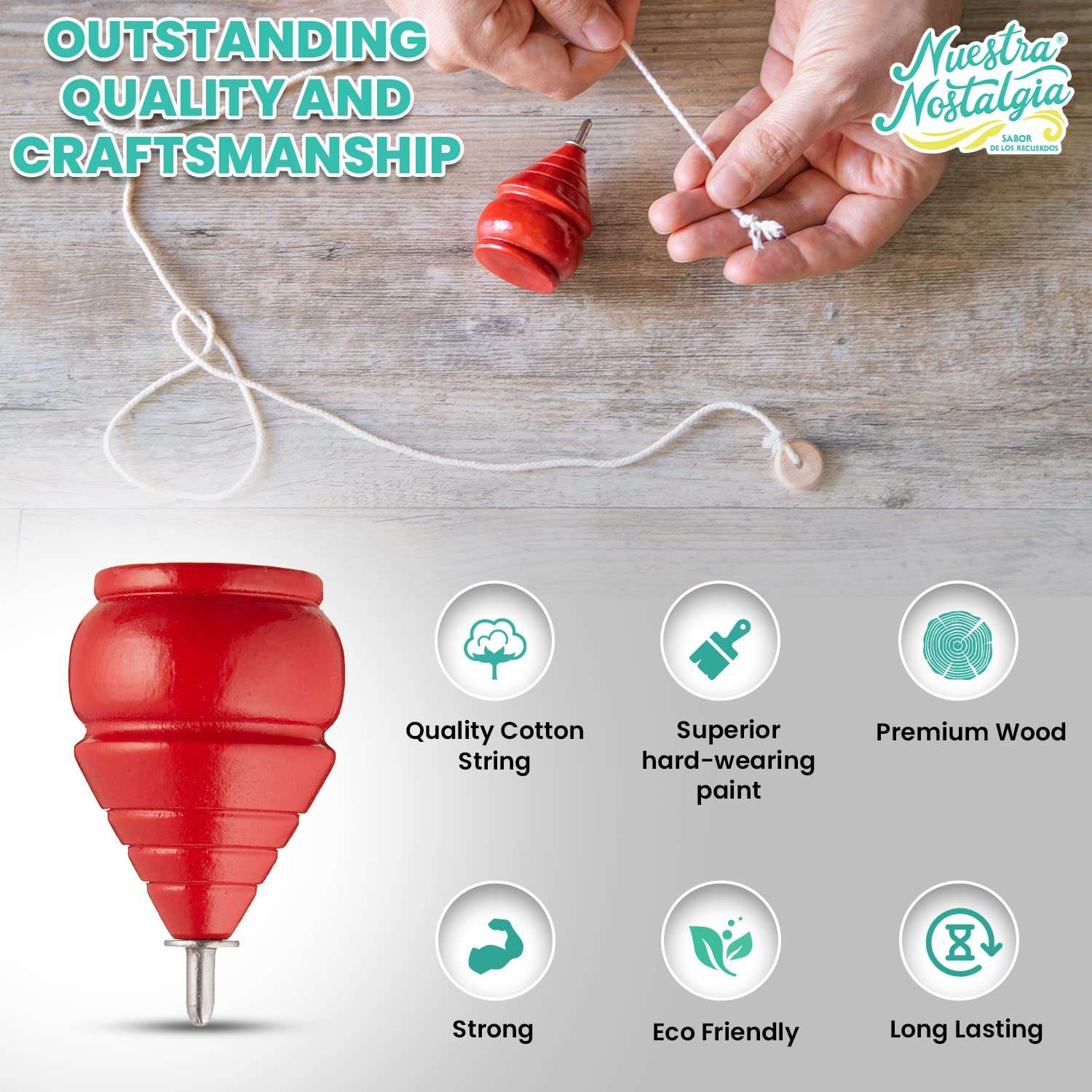 Authentic Spinning Tops Classic Wooden Trompos [Set of 3] 4