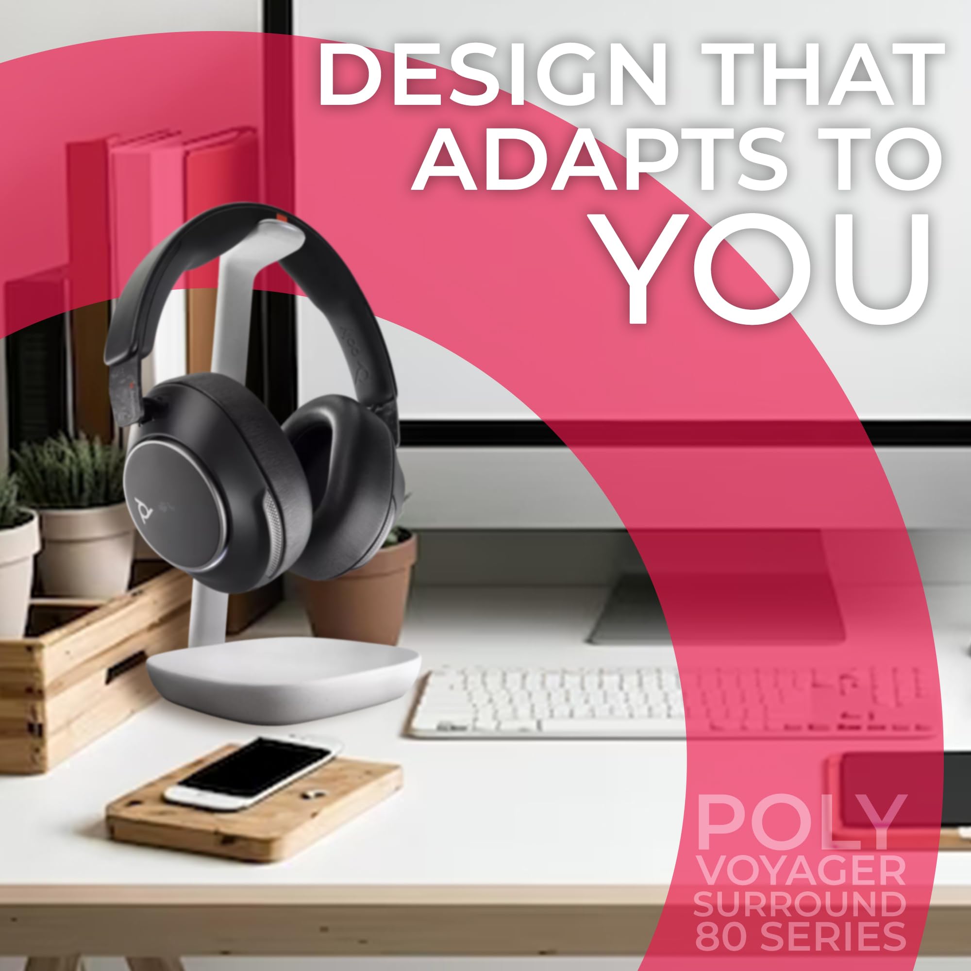 Poly Voyager Surround 85 UC USB-C Bluetooth Boomless Noise-Canceling Wireless Headset with Charging Stand & GTW Microfiber Cloth - Compatible with Smartphones, Tablets, PC/MAC, Open Office Certified 5