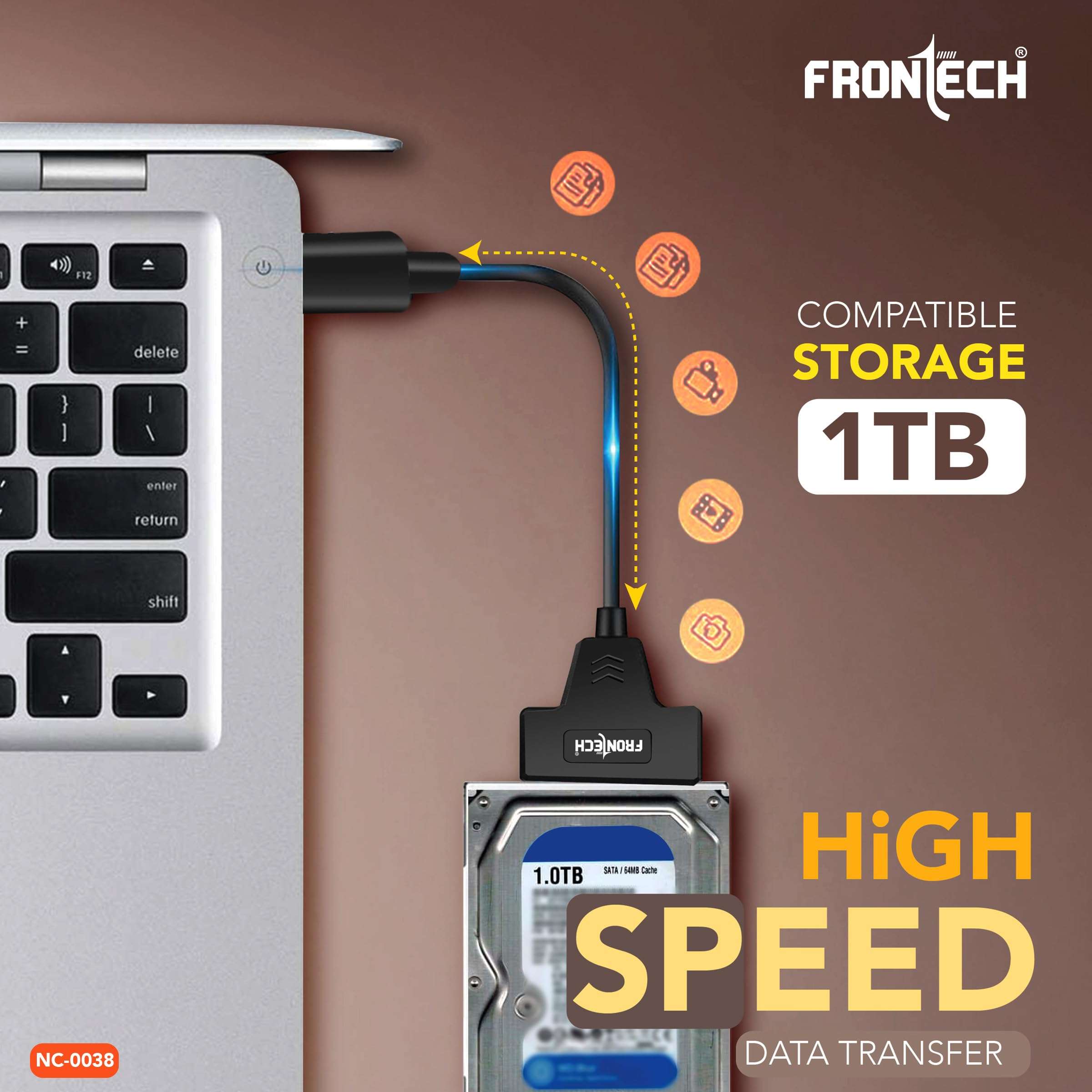 FRONTECH USB 3.0 to SATA Adapter for 2.5 HDD/SSD with Plug & Play, Durable Material, Super Fast Transfer, Black (NC-0038) 5