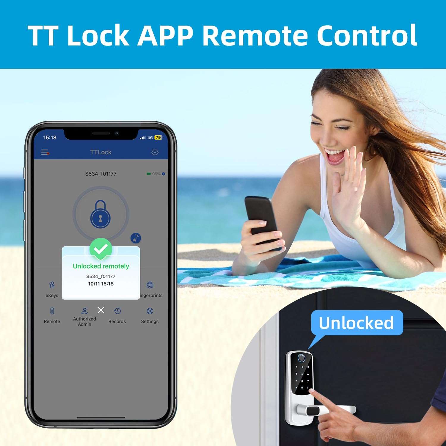 Smart Lock G2 WiFi Gateway,Keyless Entry Door Lock & TT Lock App Bluetooth Remotely Control, Paired with Smart Door Lock WiFi Gateway Smart Hub Compatible with Alexa Voice Control 4