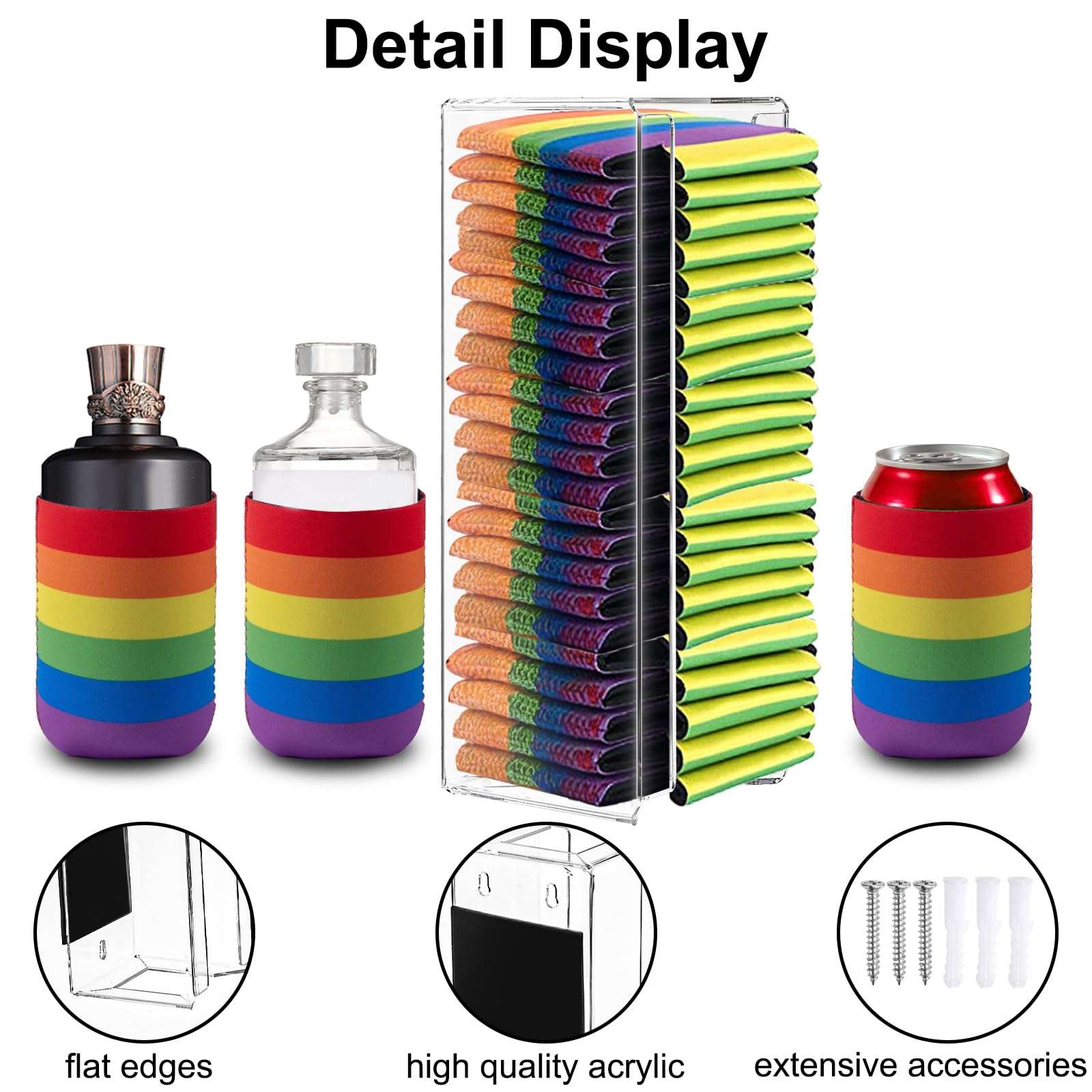 Yesland Magnetic Acrylic Can Cooler Holder, 12" Beer Can Sleeves Storage Organizer, Wall Mounted Can Cooler Dispenser, Gifts for Beer Lovers 4