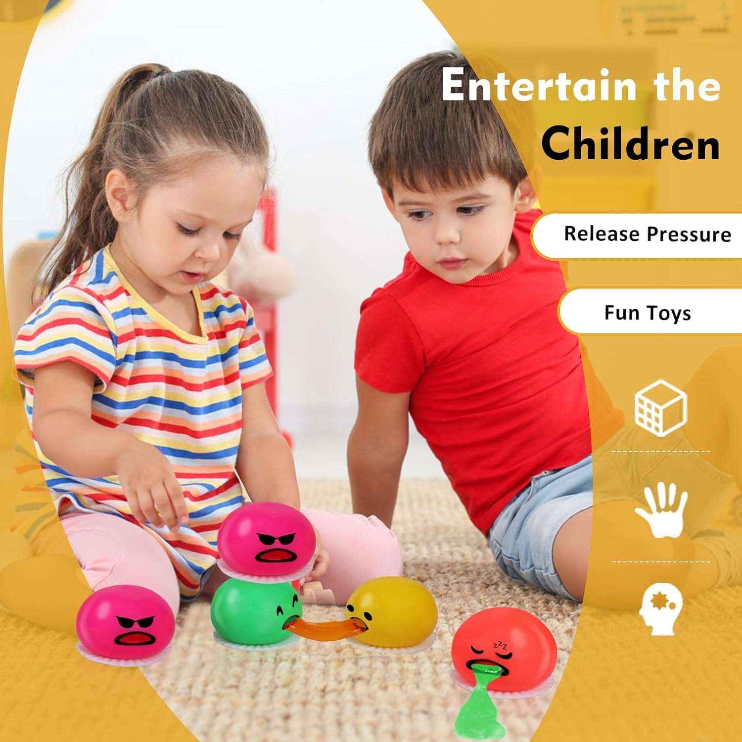 PELO 2 Pcs Vomiting Egg Ball for Kids Egg Balls Toys, Puking Slime Egg Yolk Ball, Squeeze Toy Lazy Egg Vomit Yolk Toy for Kids Boys and Girls 3