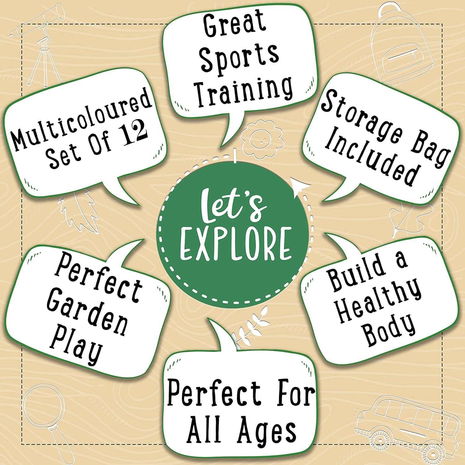 Protoner Training Cones Set of 12, Multi-Colour, with Carry Bag, 6-15 Inch (6"(Pack of 12)) 6